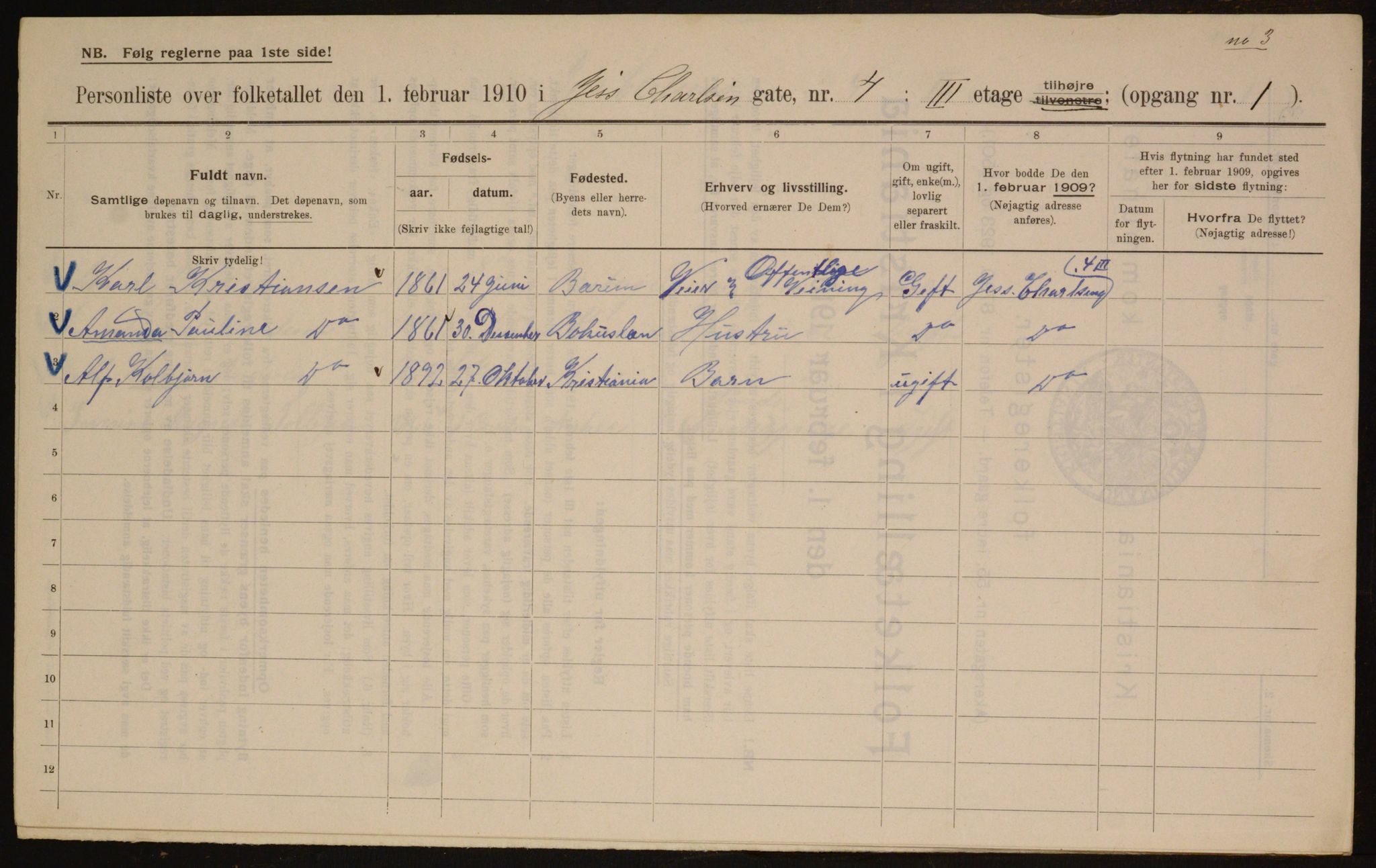 OBA, Municipal Census 1910 for Kristiania, 1910, p. 45684