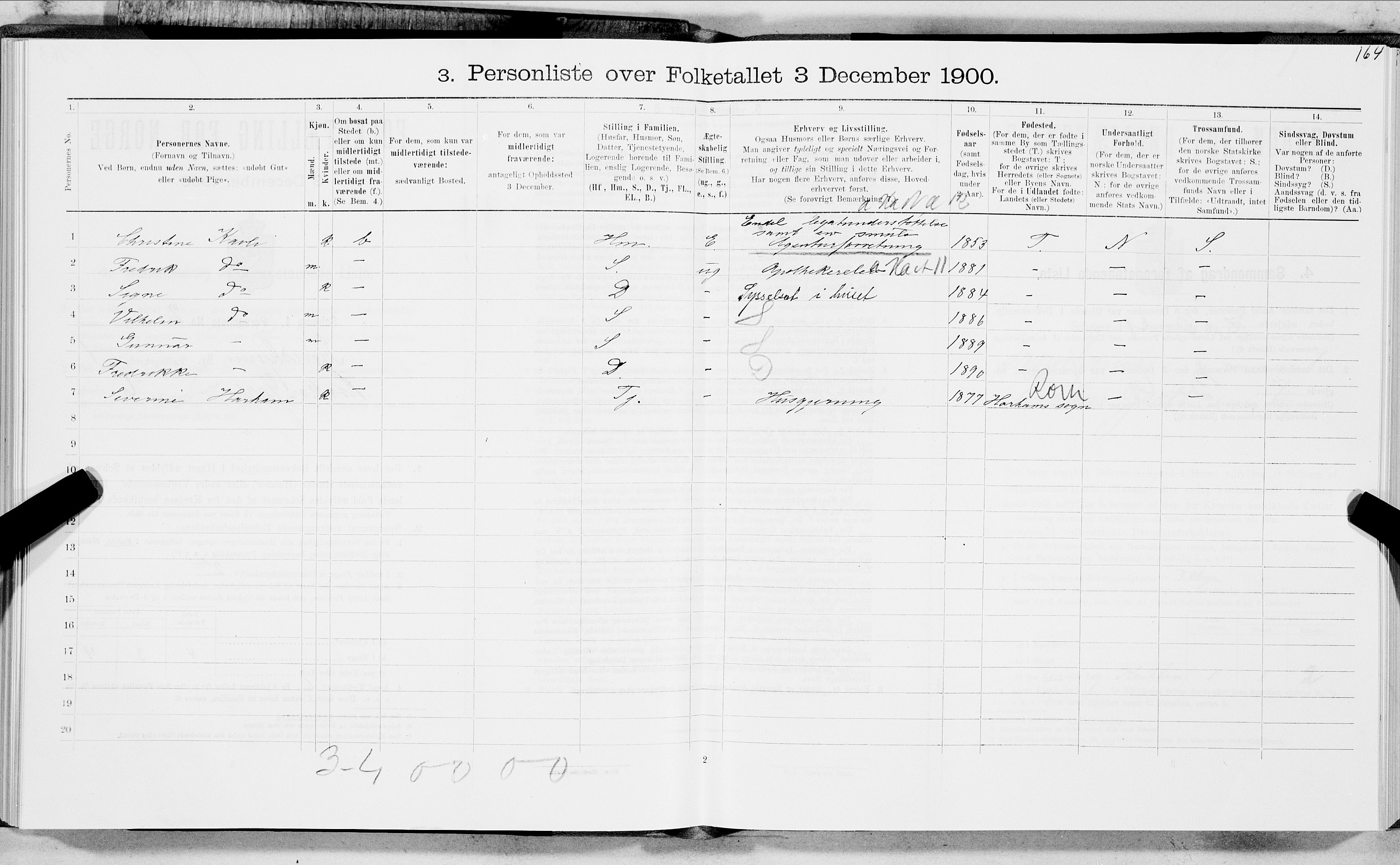 SAT, 1900 census for Trondheim, 1900, p. 336