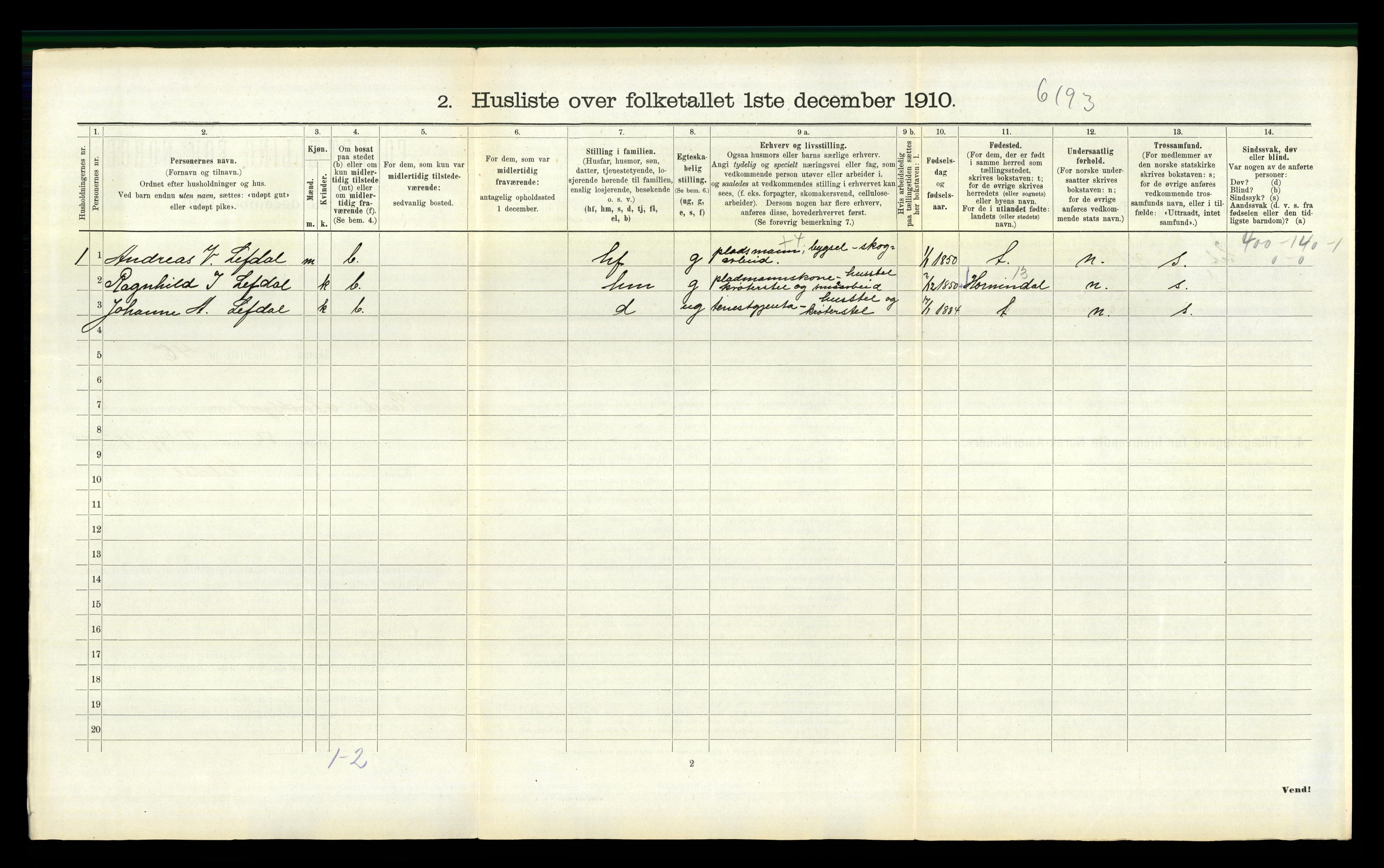 RA, 1910 census for Eid, 1910, p. 874