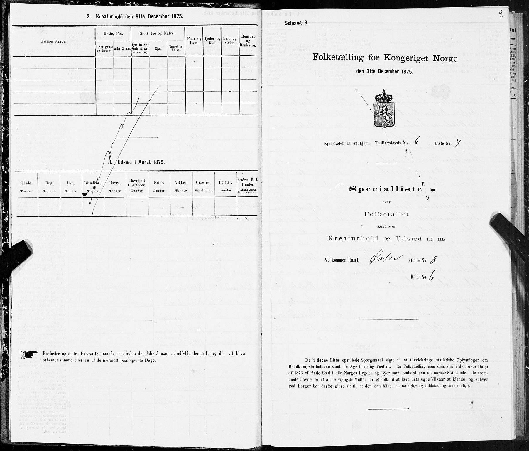 SAT, 1875 census for 1601 Trondheim, 1875, p. 4009