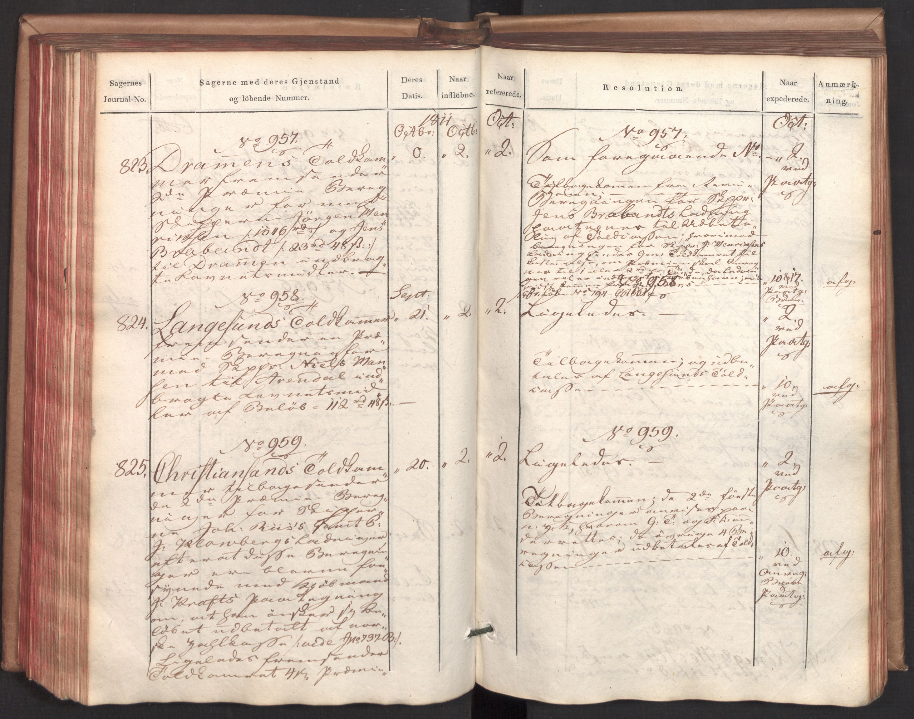 Stattholderembetet 1810-1814, 2. kontor (Kontor B), AV/RA-EA-5432/Ab/L0002: Referatprotokoll,  j.nr. 291-1001,  l.nr. 348-1179, 1811, p. 215