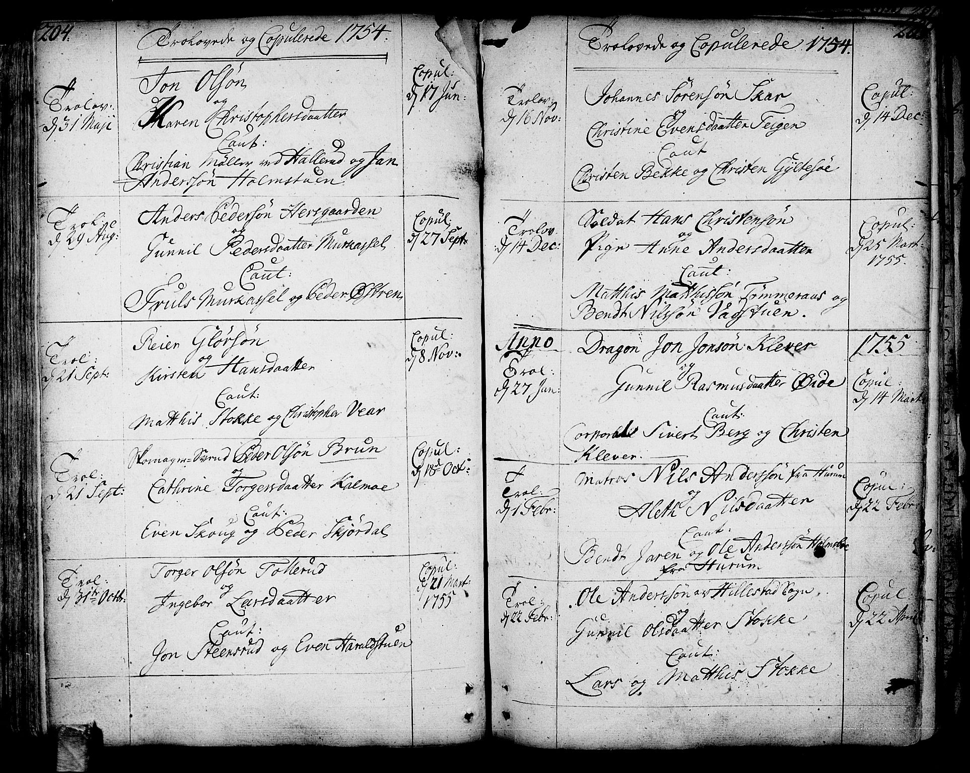 Sande Kirkebøker, AV/SAKO-A-53/F/Fa/L0001: Parish register (official) no. 1, 1753-1803, p. 204-205