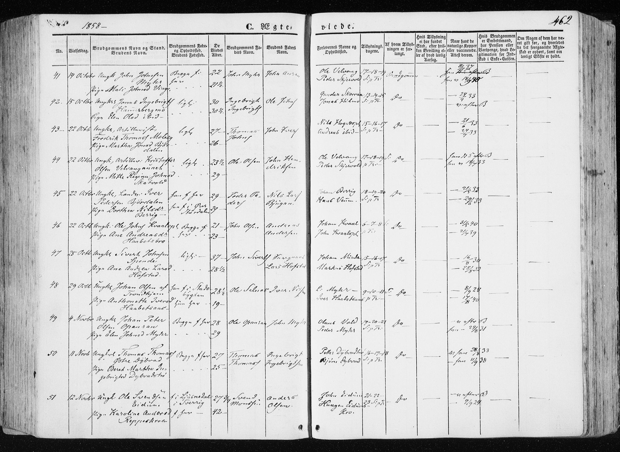 Ministerialprotokoller, klokkerbøker og fødselsregistre - Nord-Trøndelag, AV/SAT-A-1458/709/L0074: Parish register (official) no. 709A14, 1845-1858, p. 462