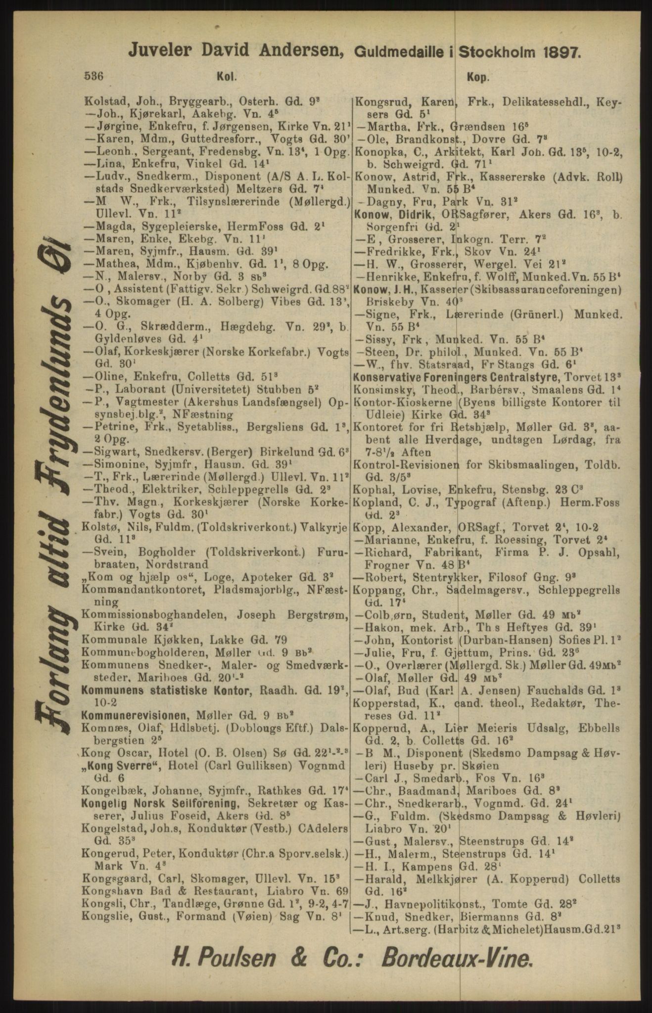 Kristiania/Oslo adressebok, PUBL/-, 1904, p. 538