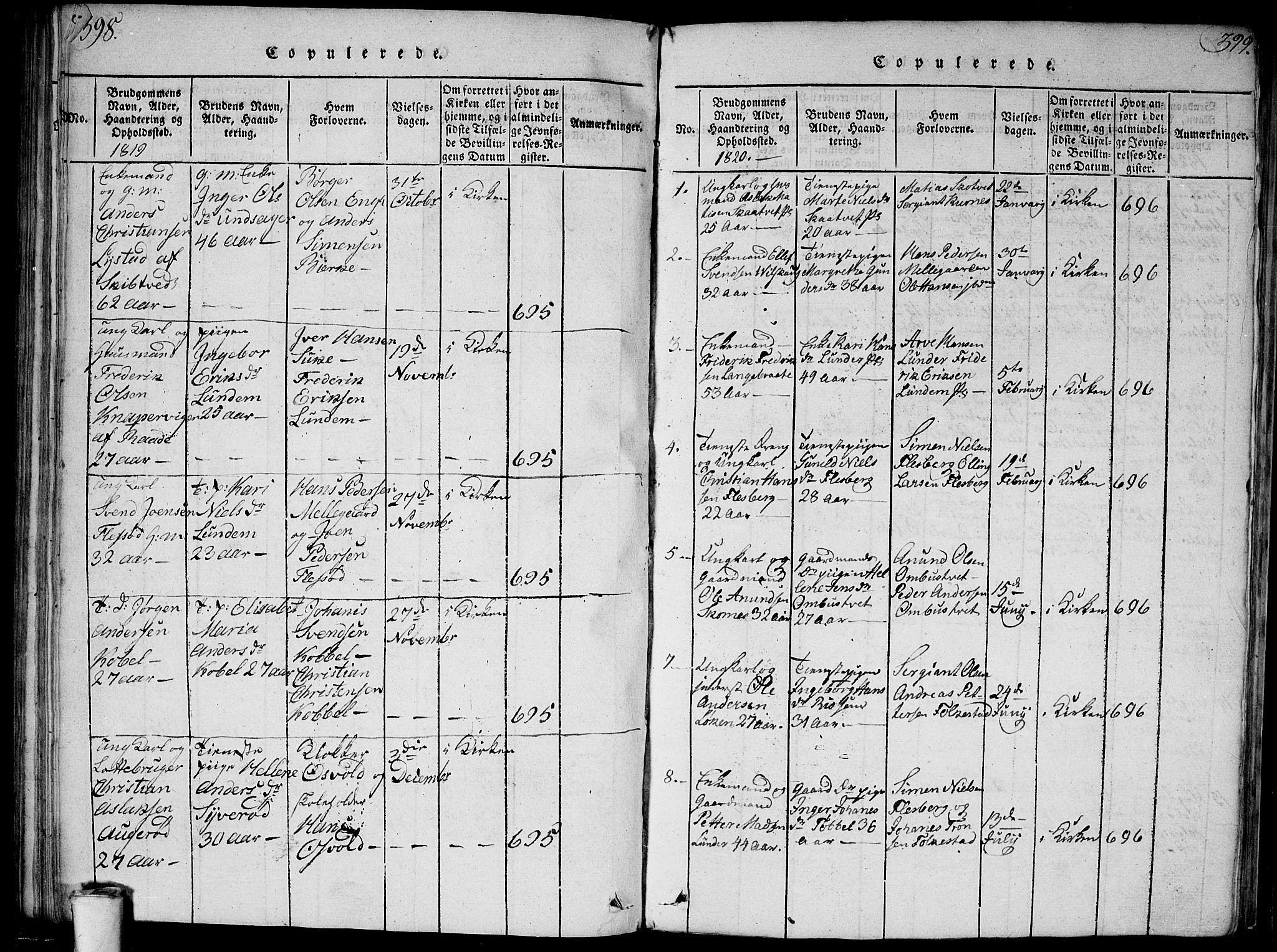 Våler prestekontor Kirkebøker, SAO/A-11083/G/Ga/L0001: Parish register (copy) no. I 1, 1815-1839, p. 398-399