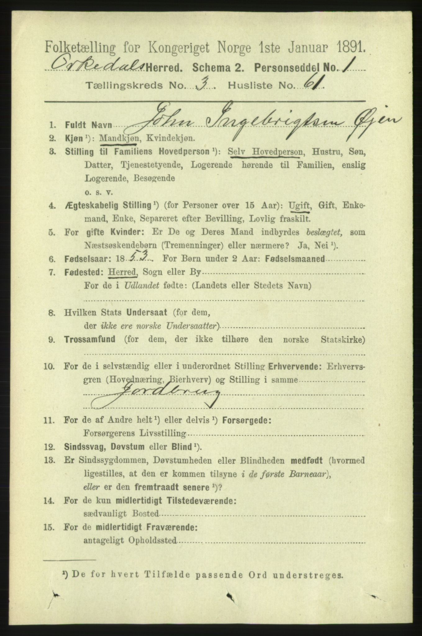 RA, 1891 census for 1638 Orkdal, 1891, p. 1779