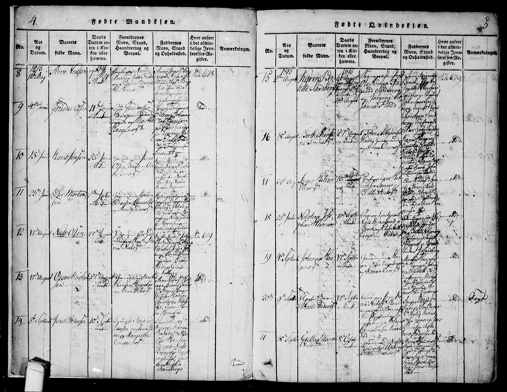 Onsøy prestekontor Kirkebøker, SAO/A-10914/F/Fa/L0002: Parish register (official) no. I 2, 1814-1840, p. 4-5