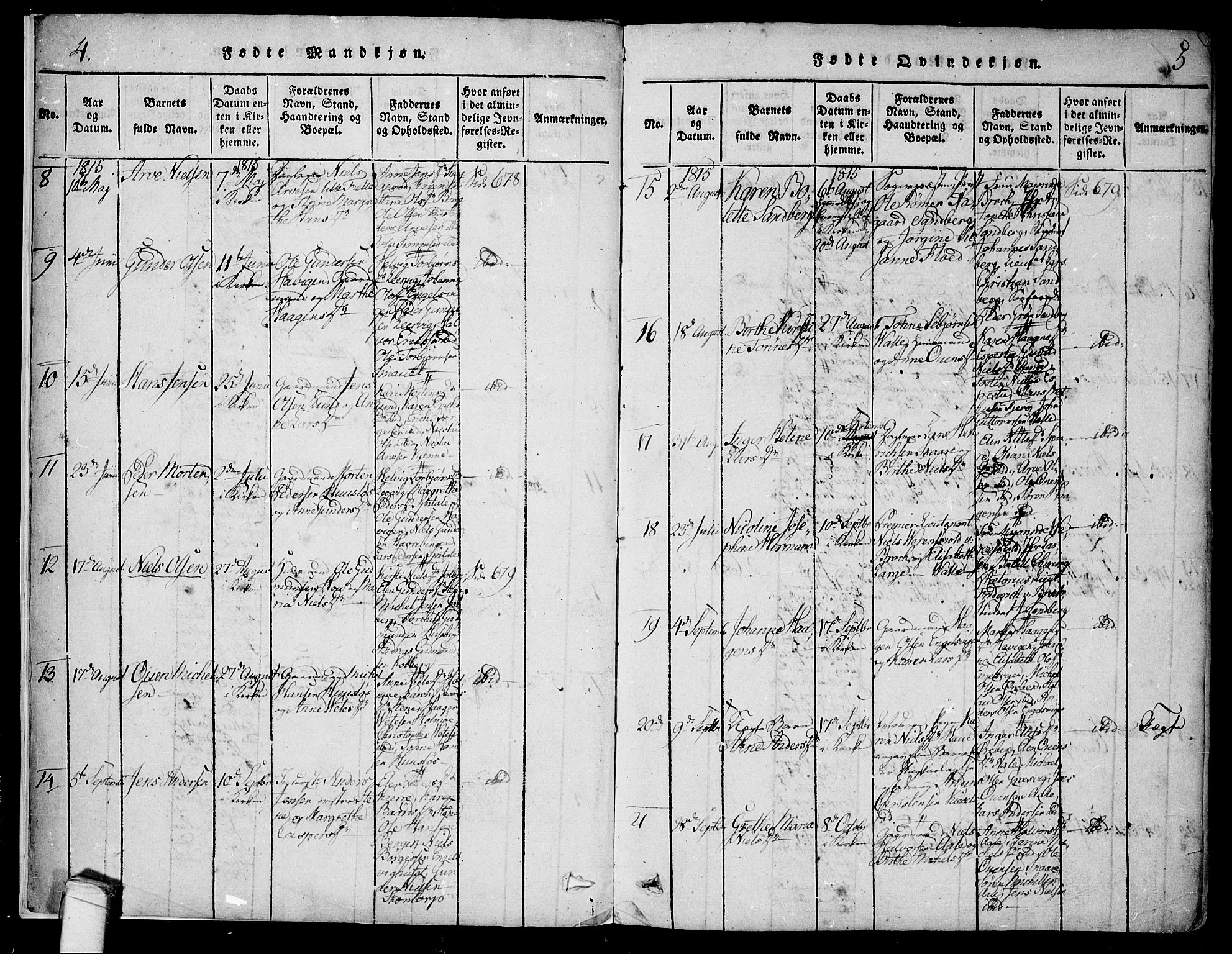 Onsøy prestekontor Kirkebøker, AV/SAO-A-10914/F/Fa/L0002: Parish register (official) no. I 2, 1814-1840, p. 4-5