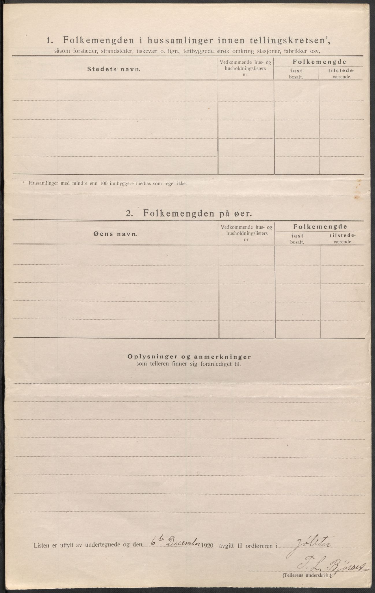 SAB, 1920 census for Jølster, 1920, p. 11