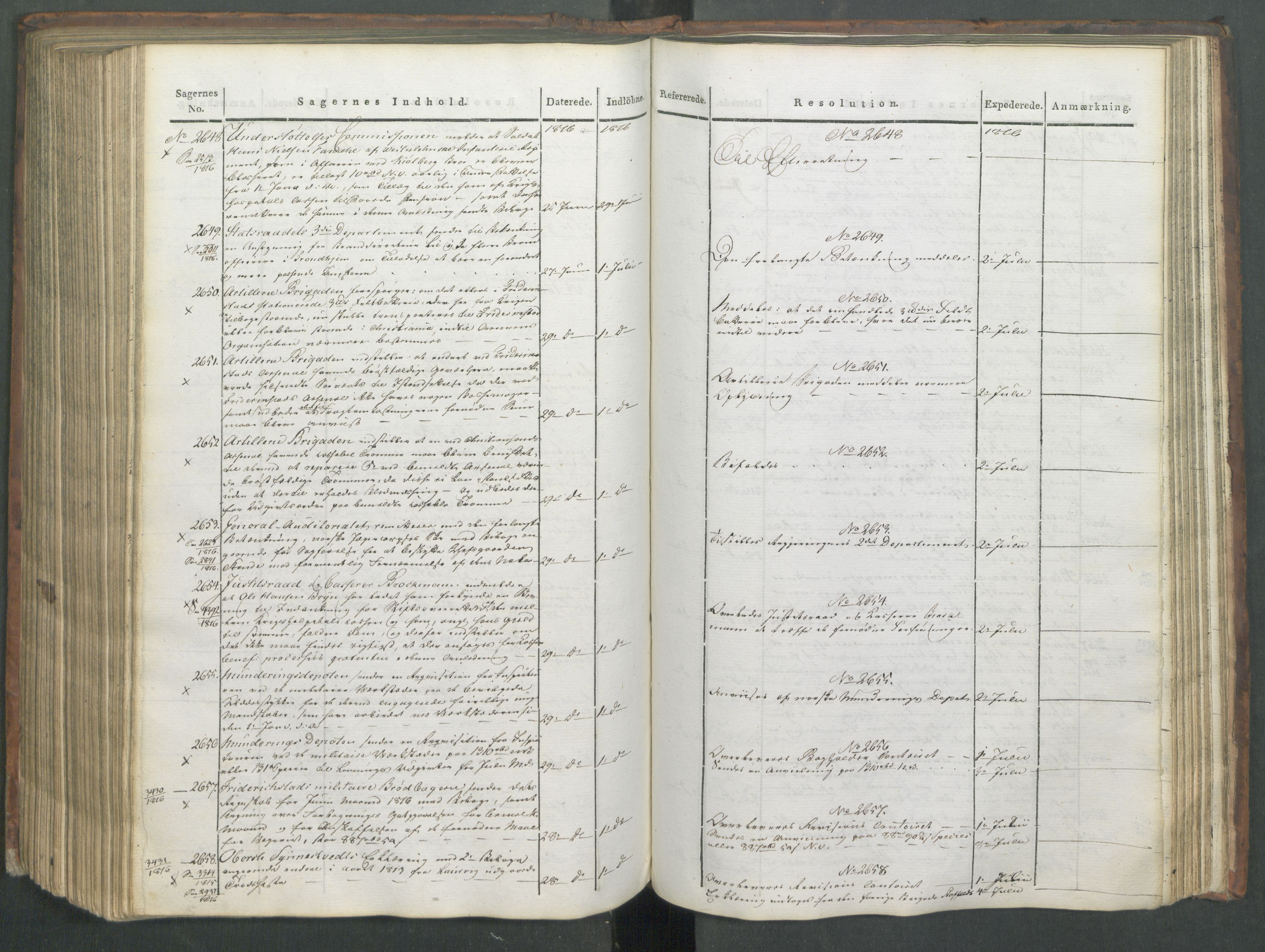 Armédepartementet, AV/RA-RAFA-3493/C/Ca/L0008: 6. Departements Journal, 1816