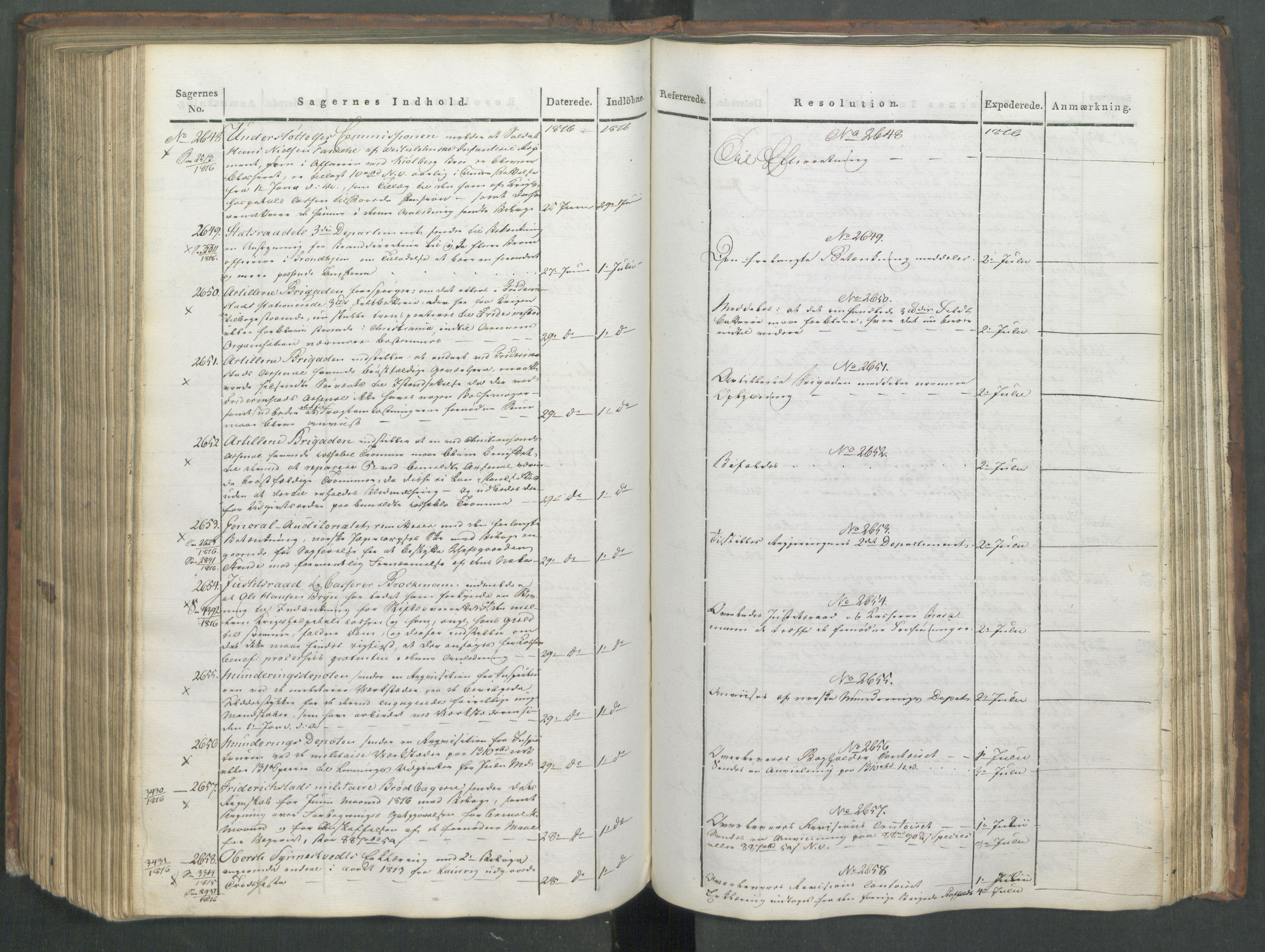 Armédepartementet, RA/RAFA-3493/C/Ca/L0008: 6. Departements Journal, 1816