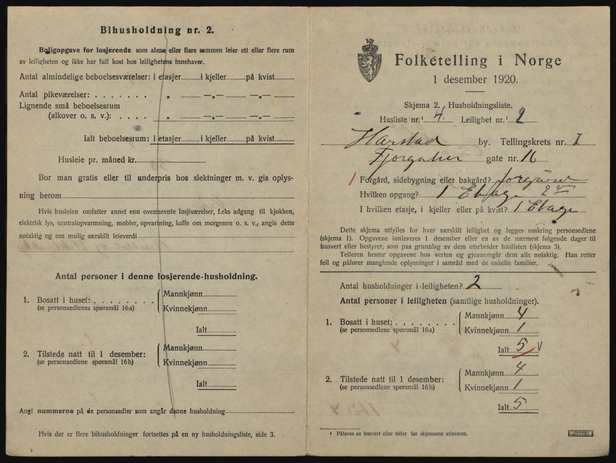 SATØ, 1920 census for Harstad, 1920, p. 873