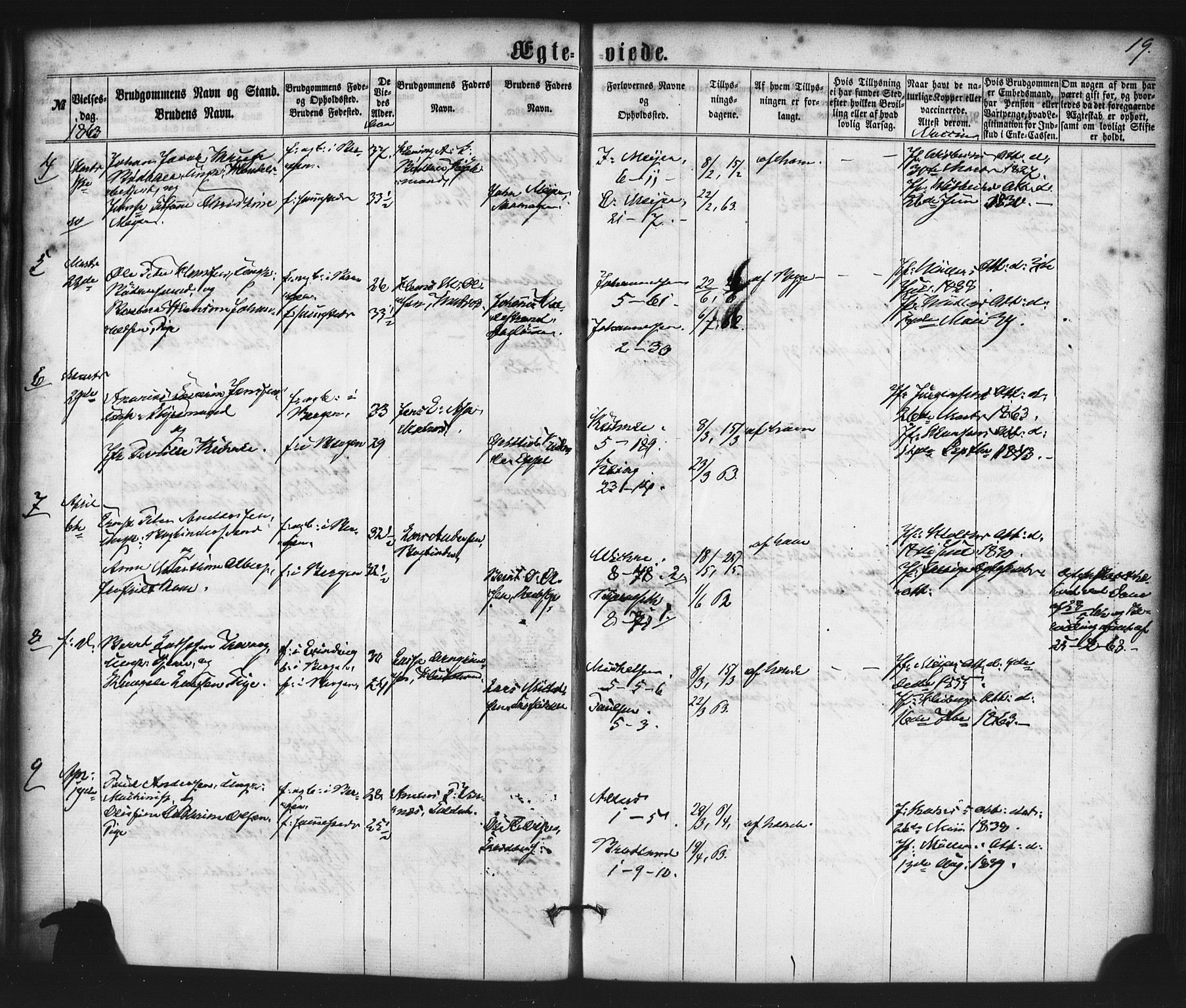 Nykirken Sokneprestembete, AV/SAB-A-77101/H/Haa/L0032: Parish register (official) no. D 2, 1861-1883, p. 19