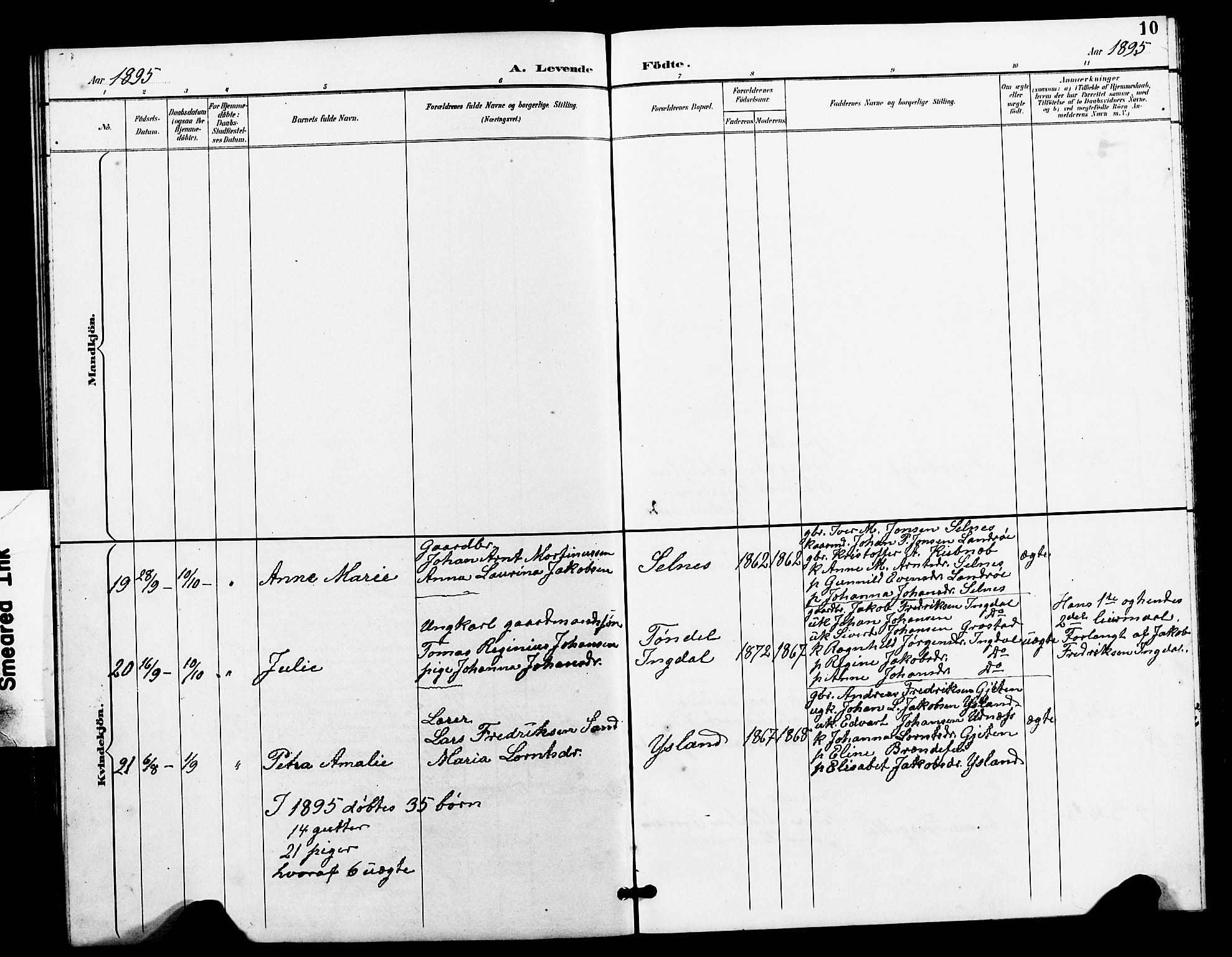 Ministerialprotokoller, klokkerbøker og fødselsregistre - Sør-Trøndelag, SAT/A-1456/663/L0762: Parish register (copy) no. 663C02, 1894-1899, p. 10