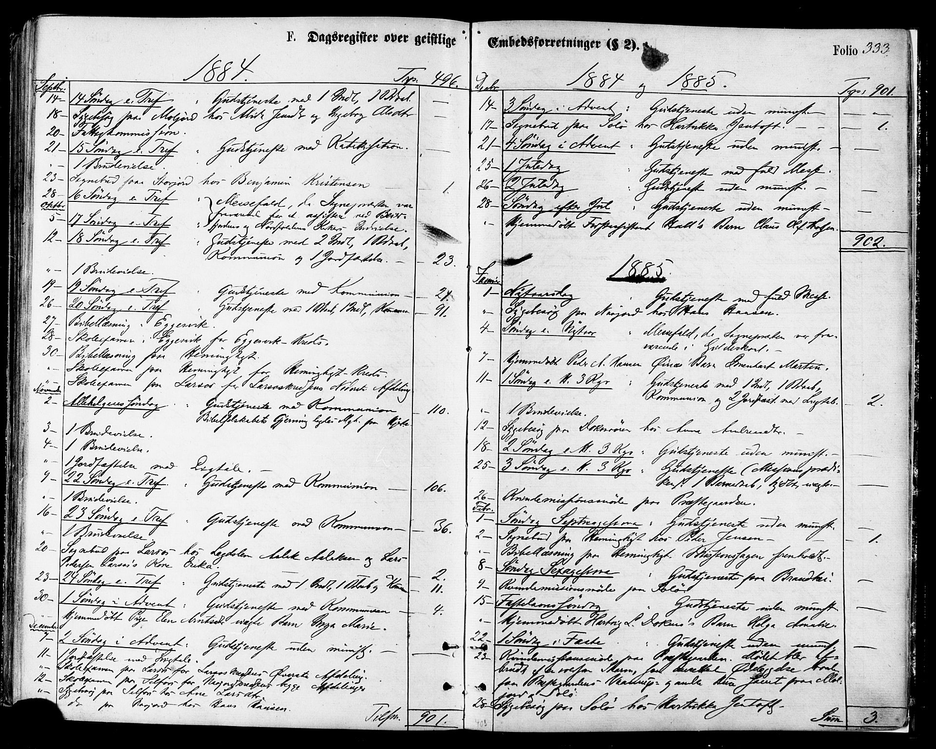 Ministerialprotokoller, klokkerbøker og fødselsregistre - Nordland, SAT/A-1459/846/L0645: Parish register (official) no. 846A03, 1872-1886, p. 333
