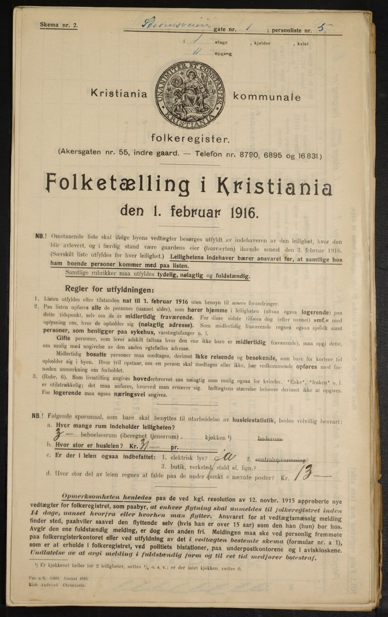 OBA, Municipal Census 1916 for Kristiania, 1916, p. 106724