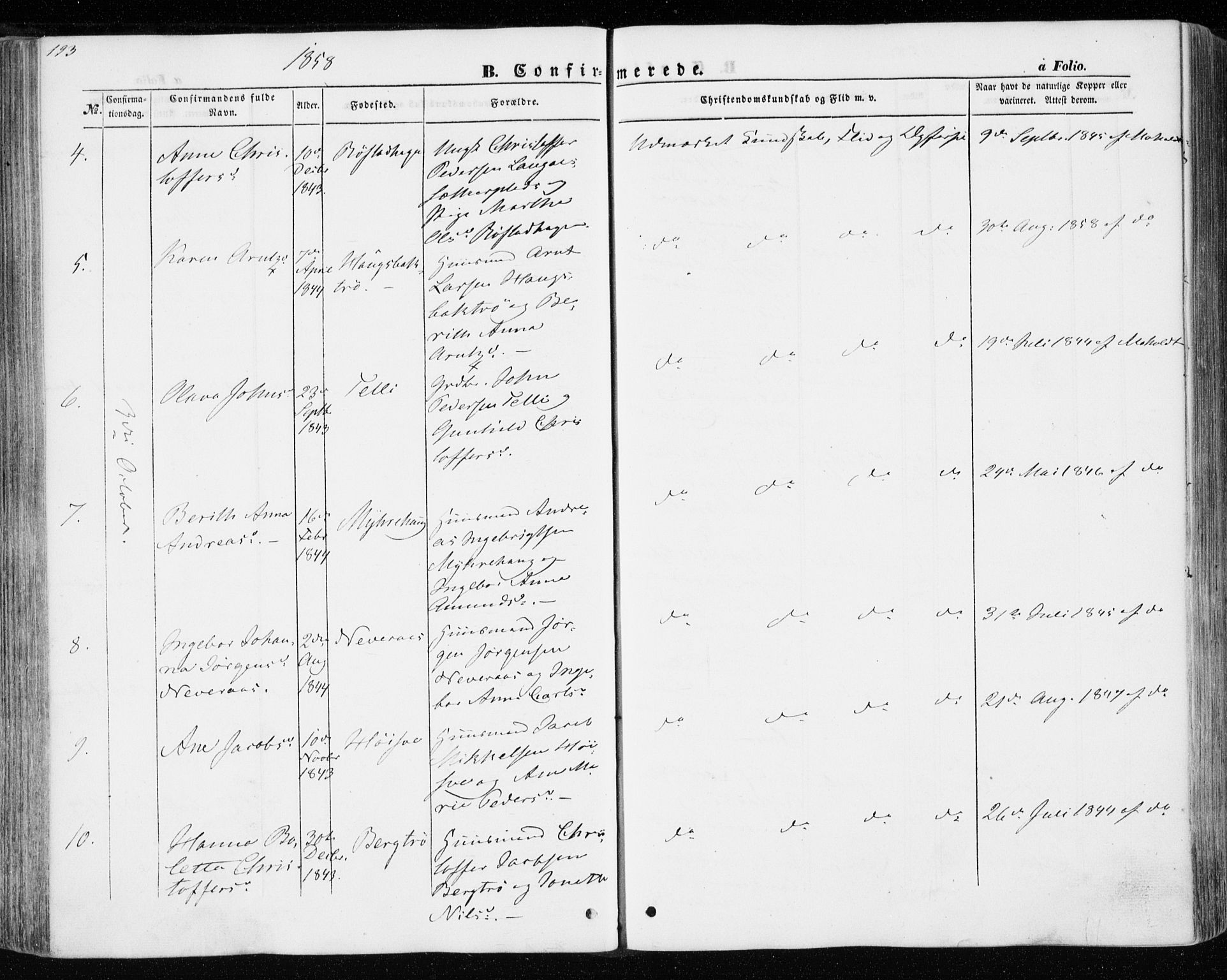 Ministerialprotokoller, klokkerbøker og fødselsregistre - Nord-Trøndelag, AV/SAT-A-1458/701/L0008: Parish register (official) no. 701A08 /1, 1854-1863, p. 193