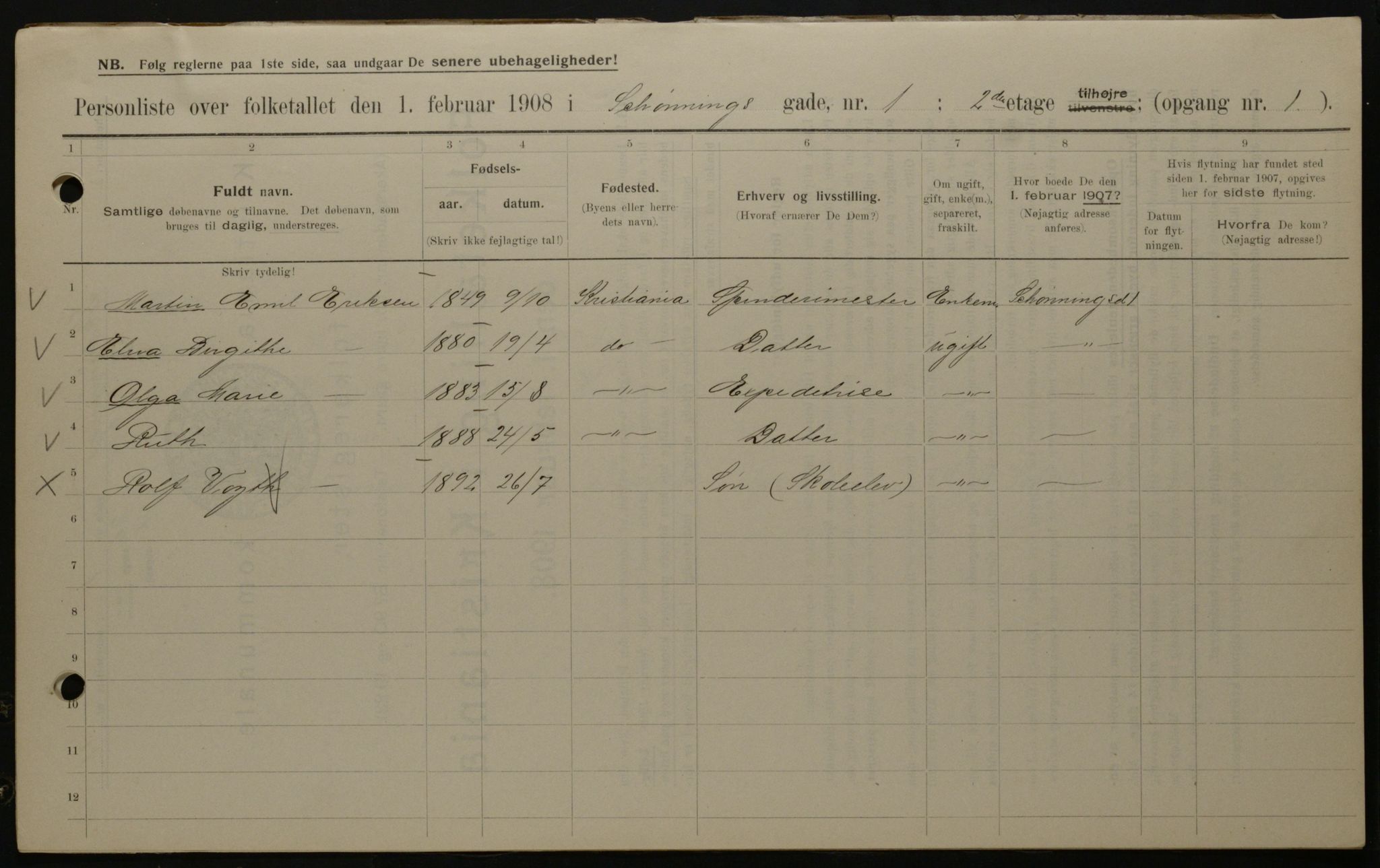 OBA, Municipal Census 1908 for Kristiania, 1908, p. 83976