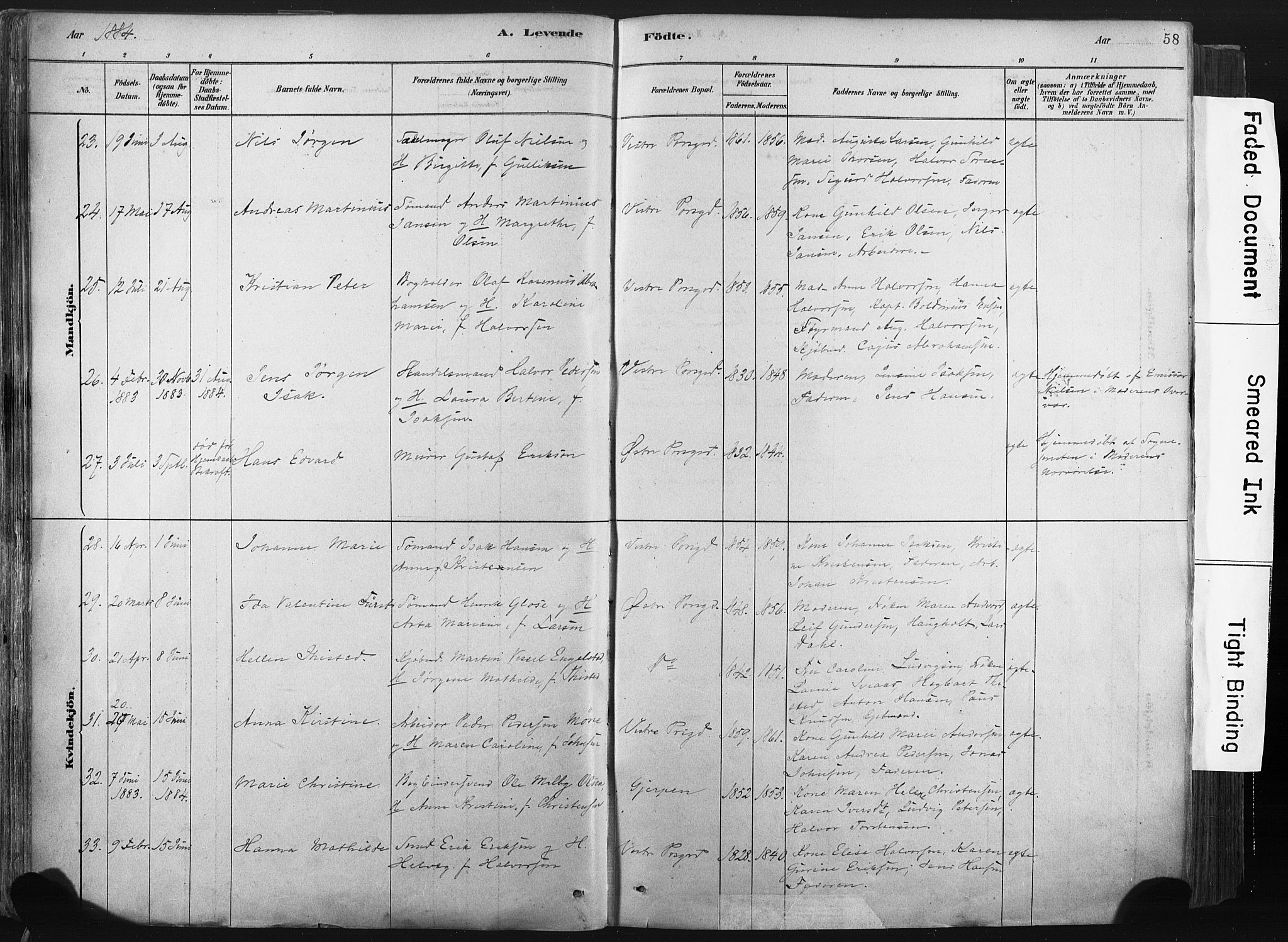 Porsgrunn kirkebøker , SAKO/A-104/F/Fa/L0008: Parish register (official) no. 8, 1878-1895, p. 58