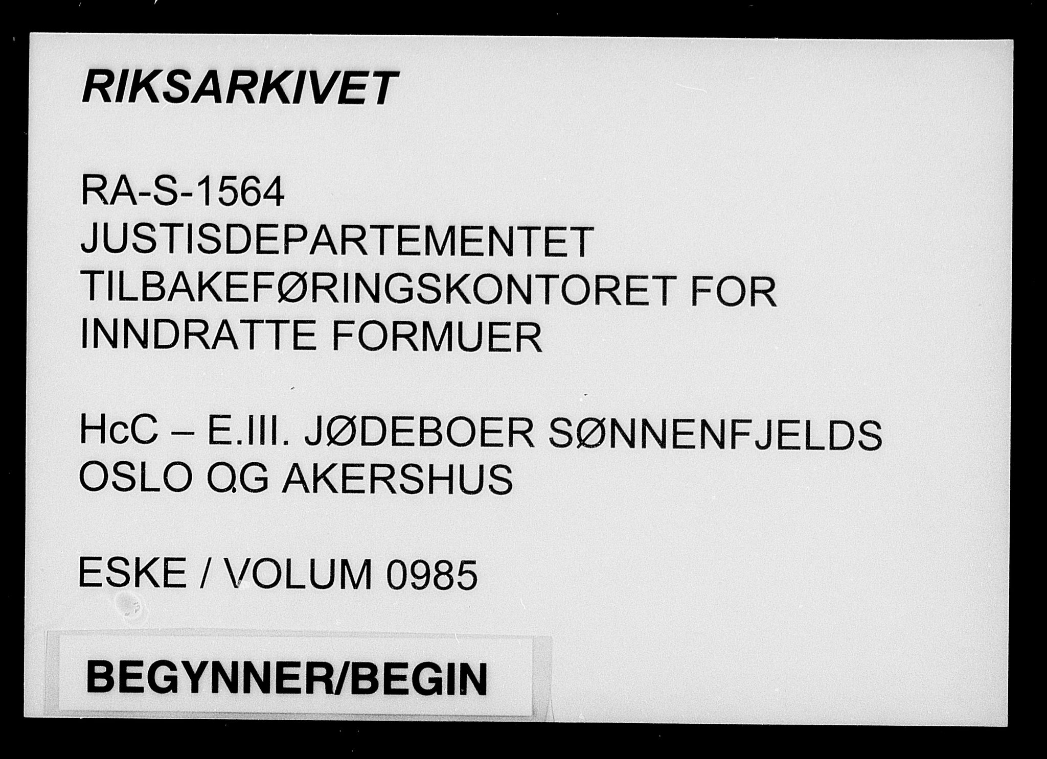 Justisdepartementet, Tilbakeføringskontoret for inndratte formuer, RA/S-1564/H/Hc/Hcc/L0985: --, 1945-1947, p. 1