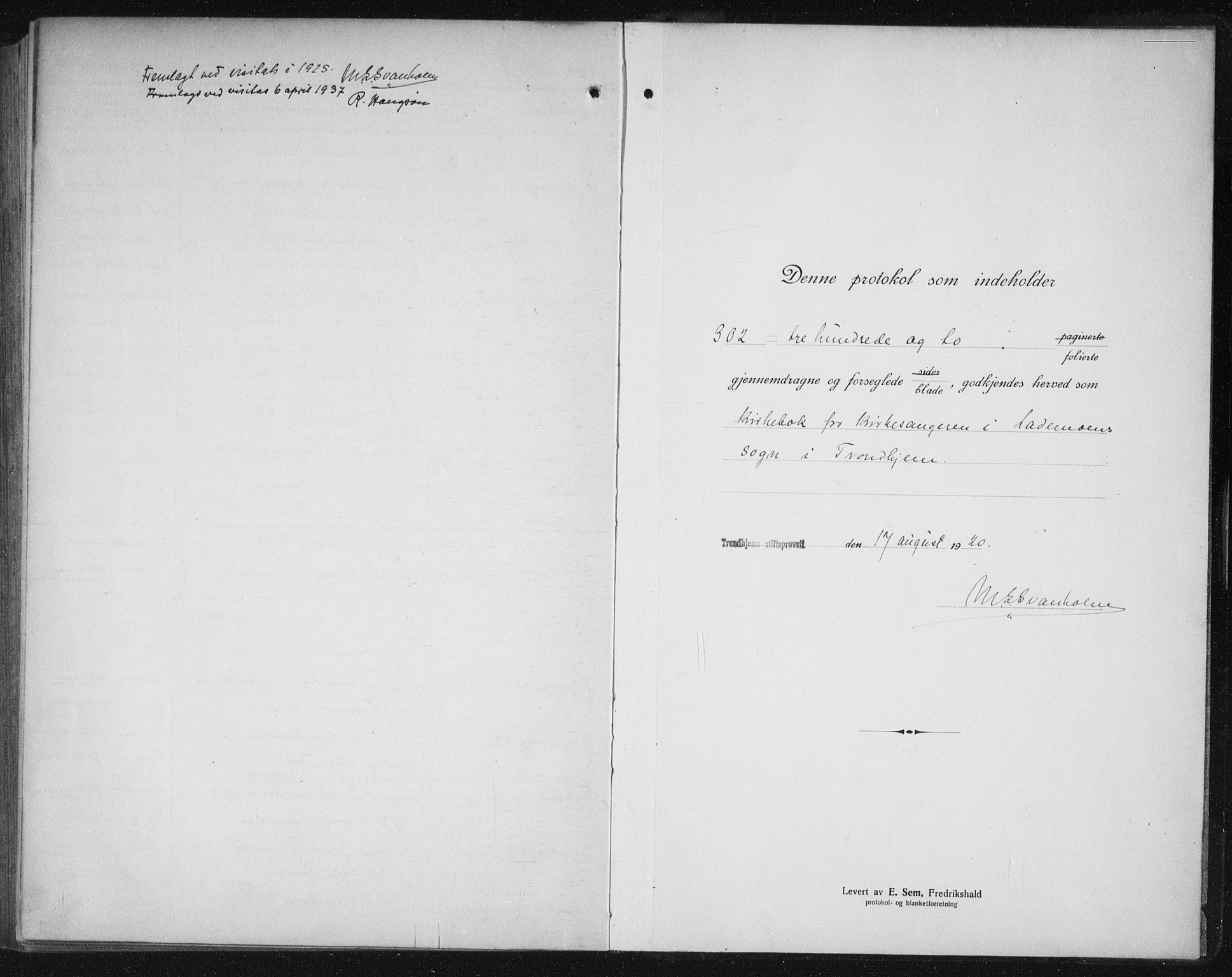 Ministerialprotokoller, klokkerbøker og fødselsregistre - Sør-Trøndelag, SAT/A-1456/605/L0259: Parish register (copy) no. 605C06, 1920-1937