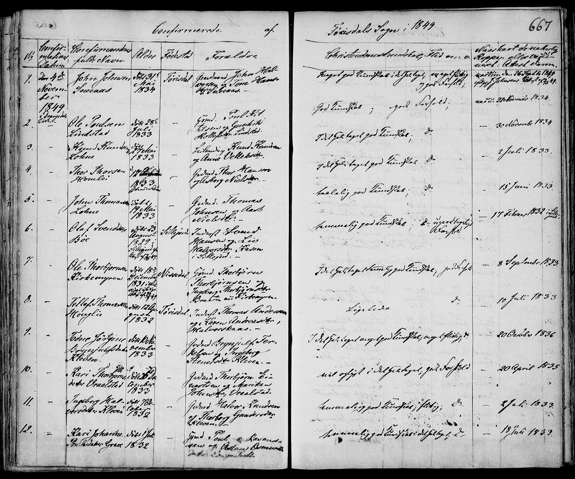 Drangedal kirkebøker, SAKO/A-258/F/Fa/L0007b: Parish register (official) no. 7b, 1837-1856, p. 667