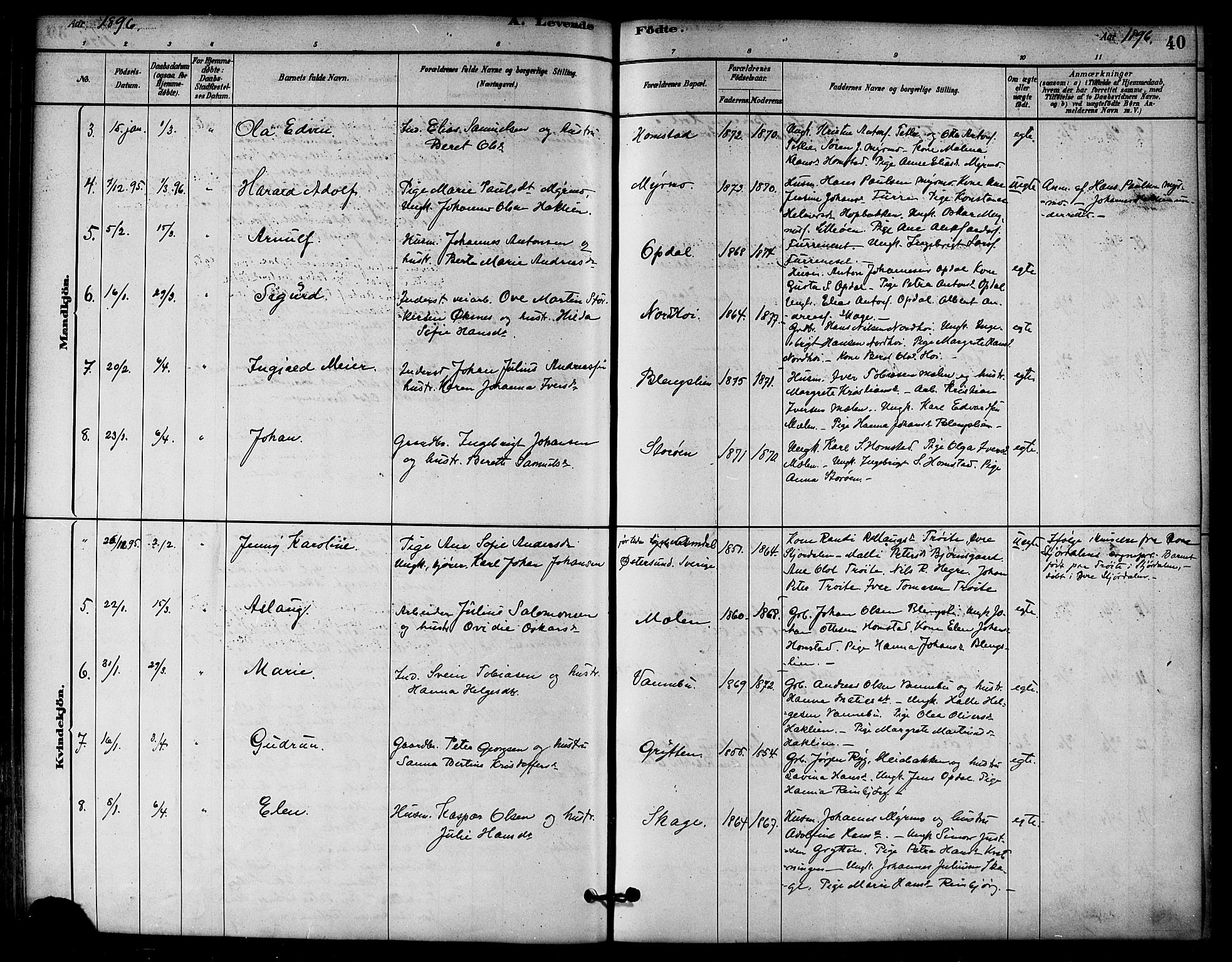 Ministerialprotokoller, klokkerbøker og fødselsregistre - Nord-Trøndelag, SAT/A-1458/766/L0563: Parish register (official) no. 767A01, 1881-1899, p. 40
