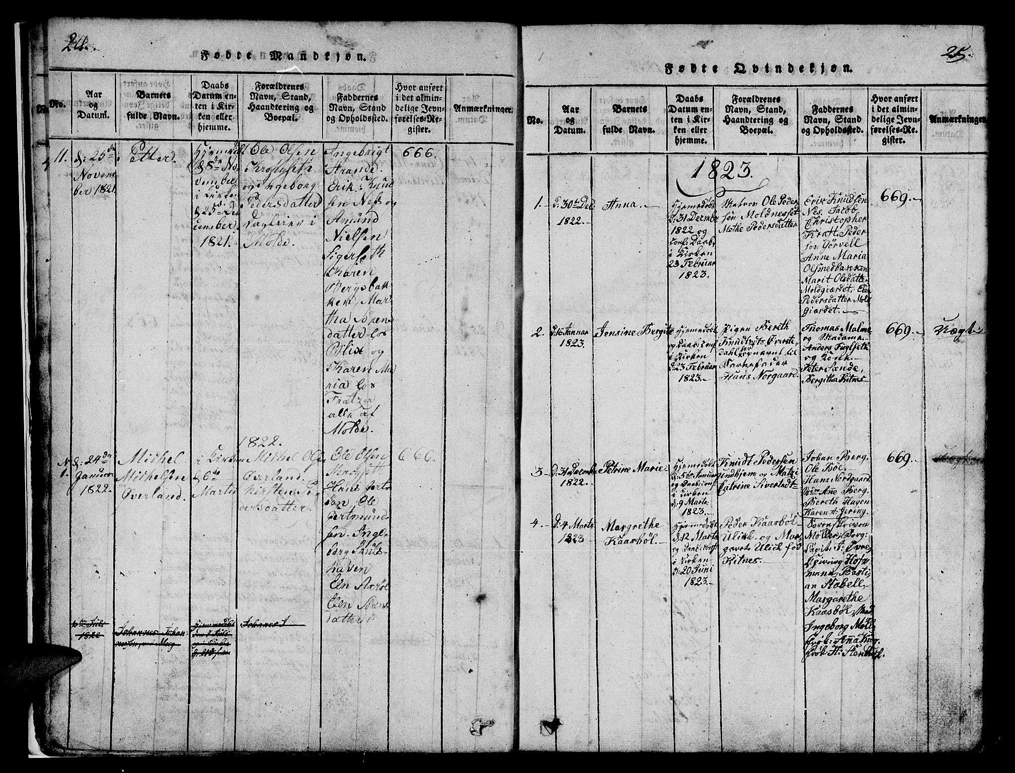 Ministerialprotokoller, klokkerbøker og fødselsregistre - Møre og Romsdal, SAT/A-1454/558/L0700: Parish register (copy) no. 558C01, 1818-1868, p. 24-25