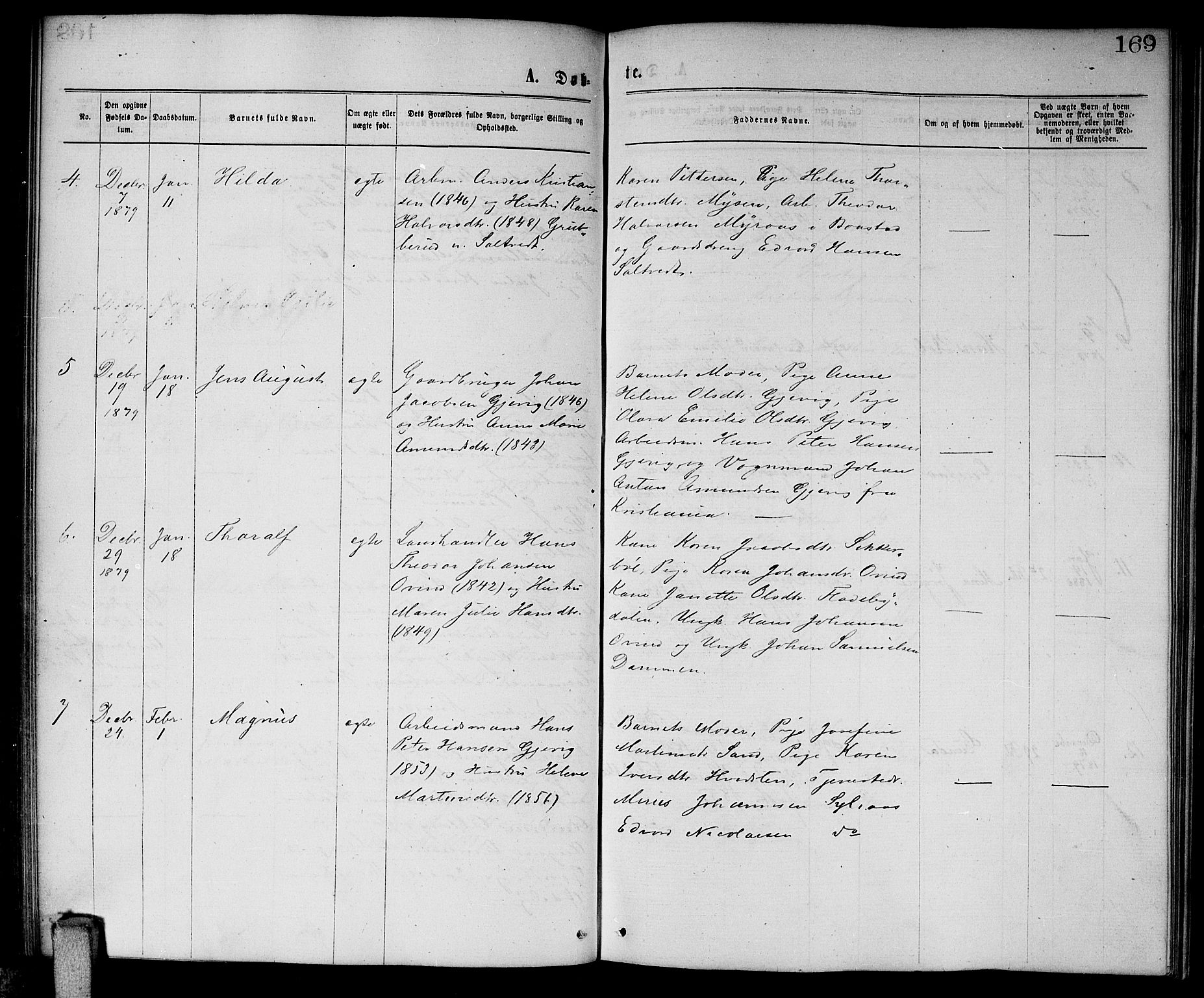 Enebakk prestekontor Kirkebøker, SAO/A-10171c/G/Ga/L0005: Parish register (copy) no. I 5, 1867-1888, p. 169