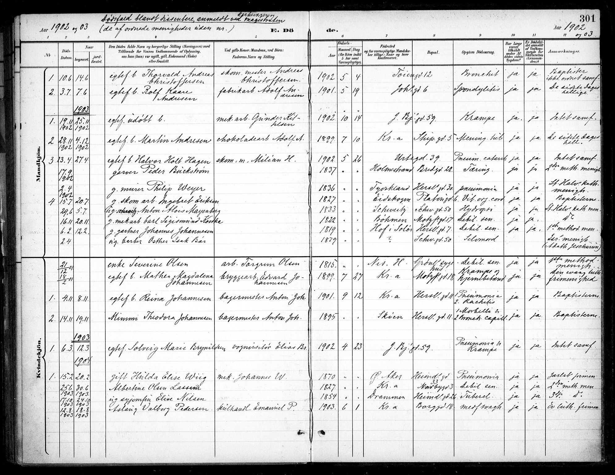 Grønland prestekontor Kirkebøker, SAO/A-10848/F/Fa/L0016: Parish register (official) no. 16, 1898-1918, p. 301