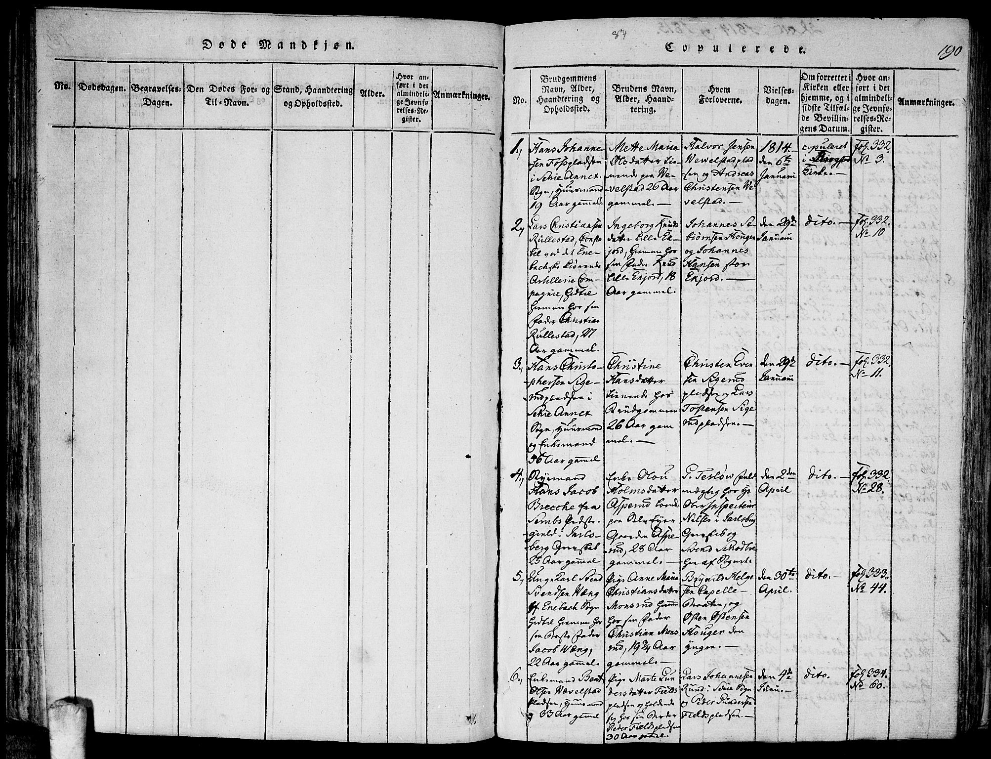 Kråkstad prestekontor Kirkebøker, SAO/A-10125a/F/Fa/L0003: Parish register (official) no. I 3, 1813-1824, p. 190