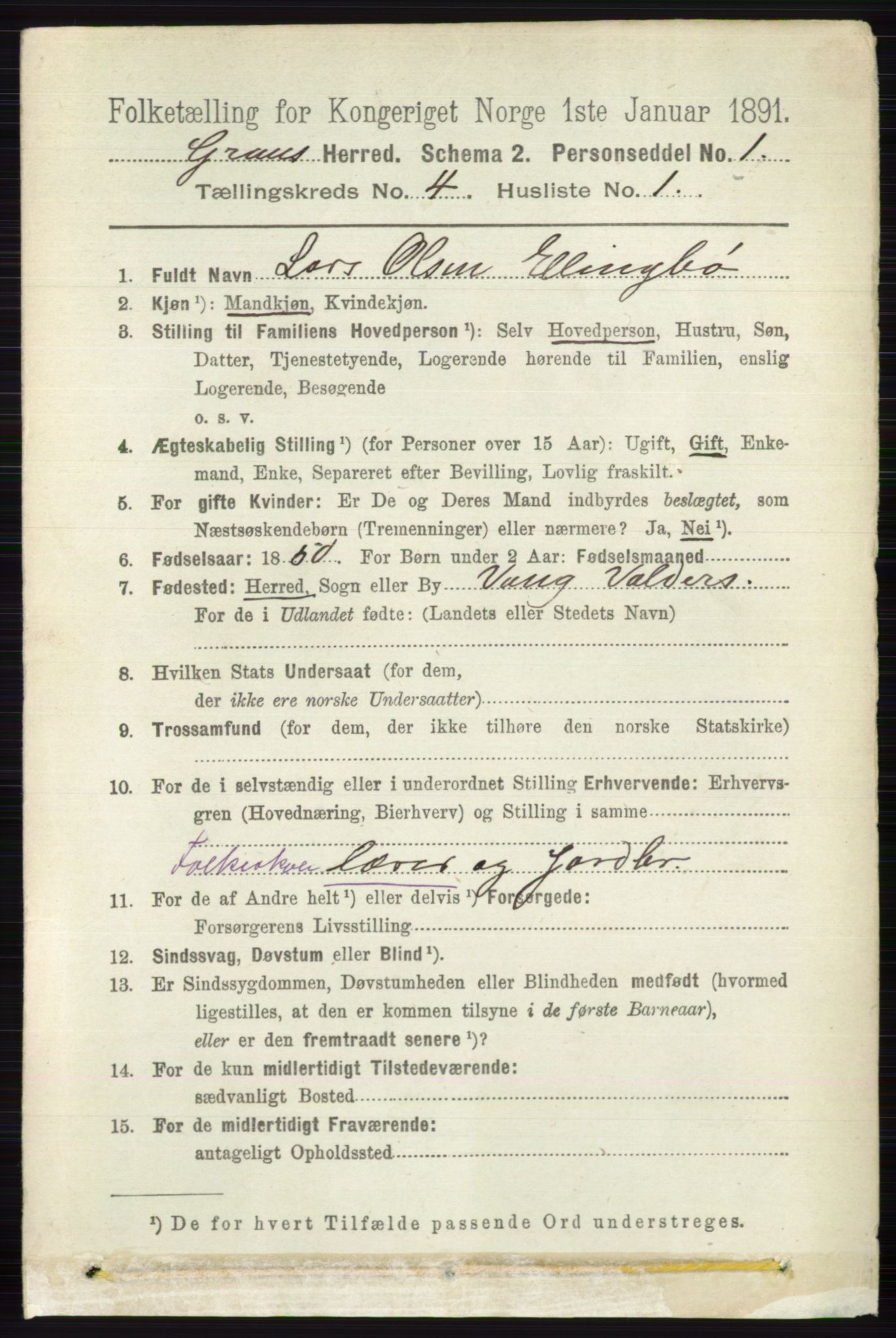 RA, 1891 census for 0534 Gran, 1891, p. 1151