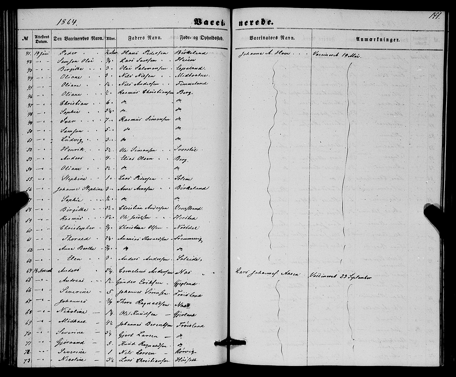 Førde sokneprestembete, SAB/A-79901/H/Haa/Haaa/L0010: Parish register (official) no. A 10, 1861-1876, p. 141