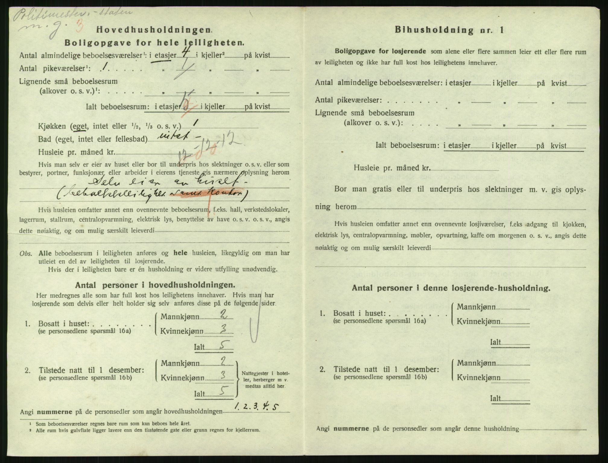 SAH, 1920 census for Lillehammer, 1920, p. 1923