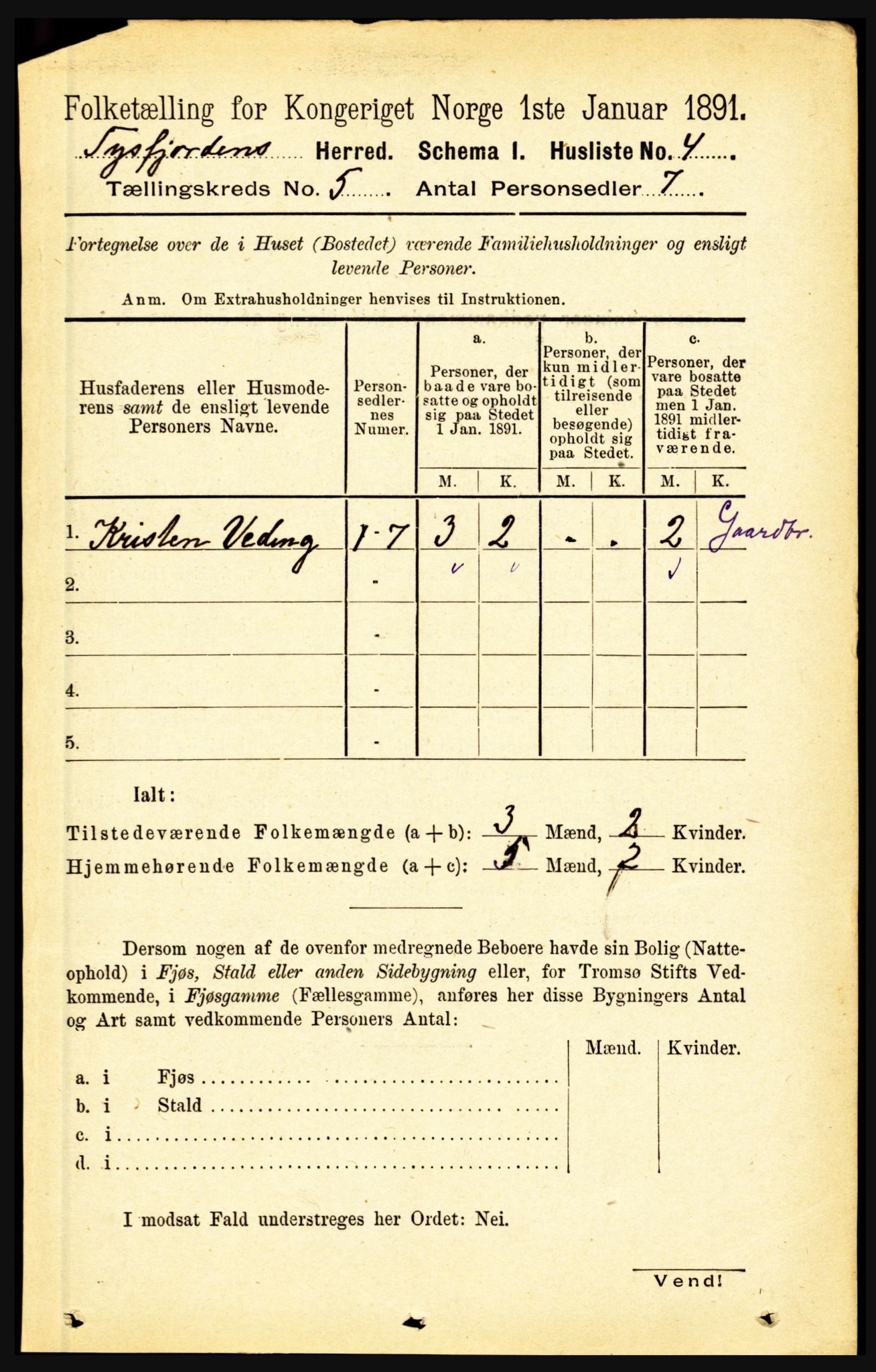 RA, 1891 census for 1850 Tysfjord, 1891, p. 1715