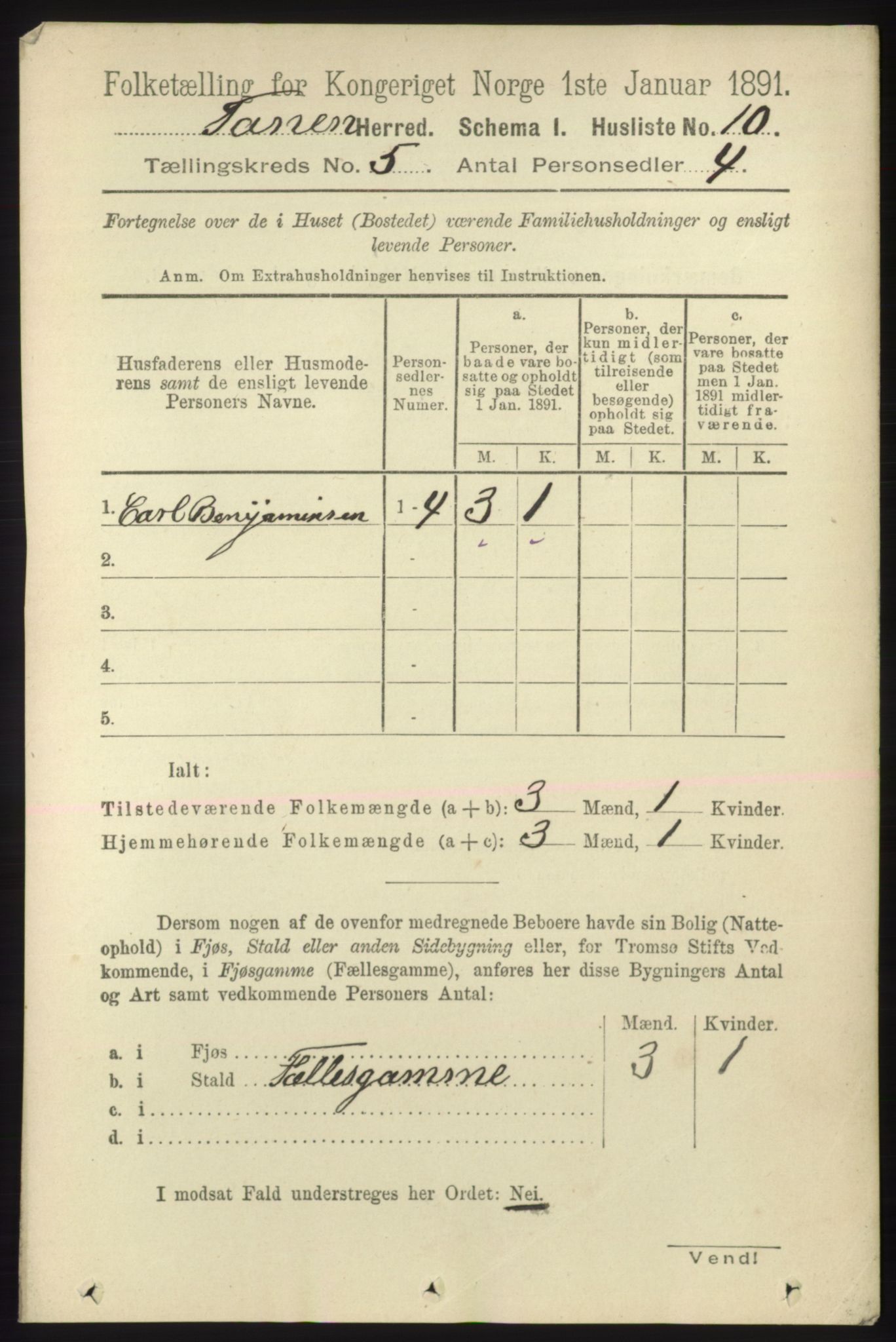 RA, 1891 census for 2025 Tana, 1891, p. 1878