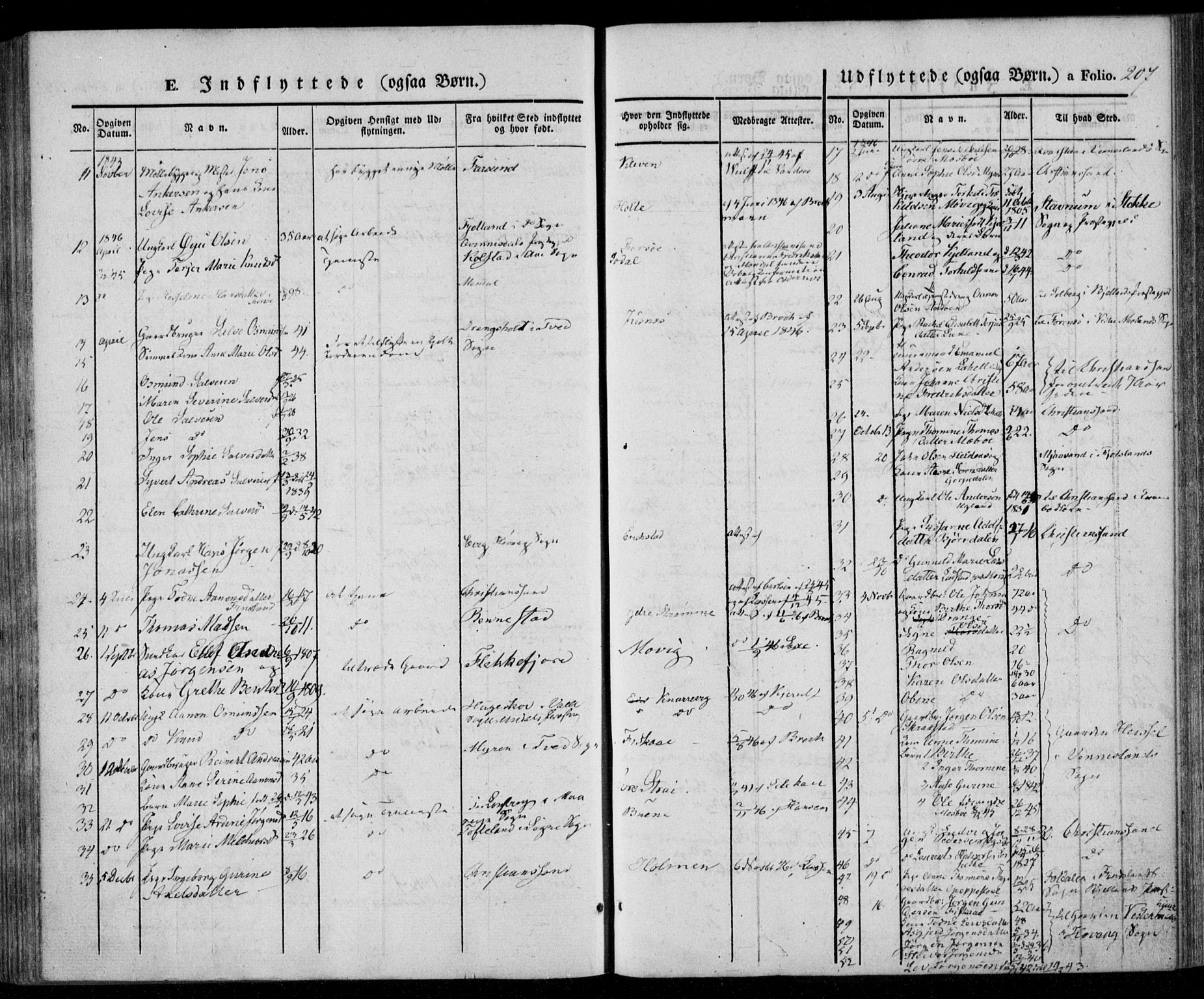 Oddernes sokneprestkontor, SAK/1111-0033/F/Fa/Faa/L0006: Parish register (official) no. A 6, 1838-1851, p. 207