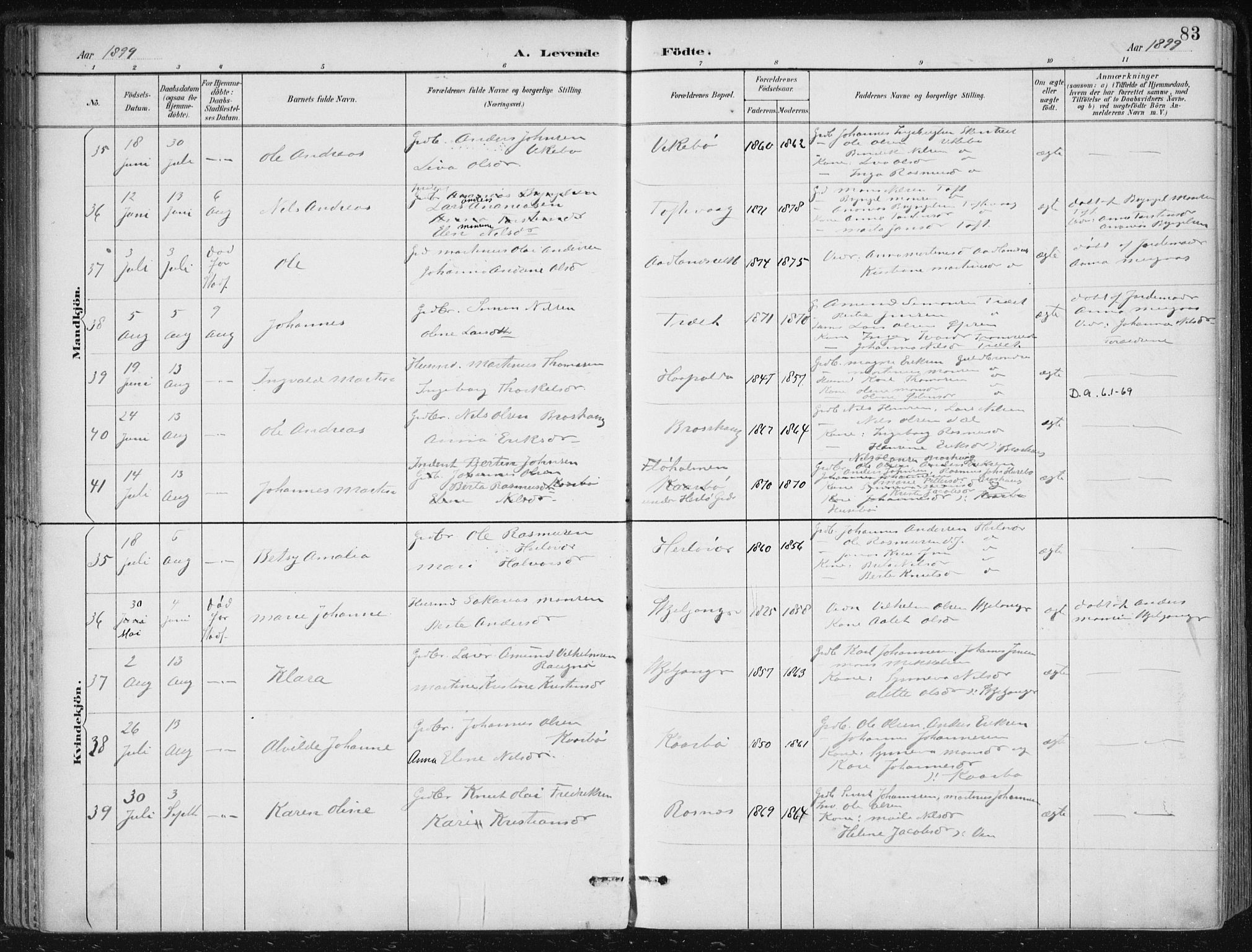 Herdla Sokneprestembete, AV/SAB-A-75701/H/Haa: Parish register (official) no. A 4, 1891-1905, p. 83