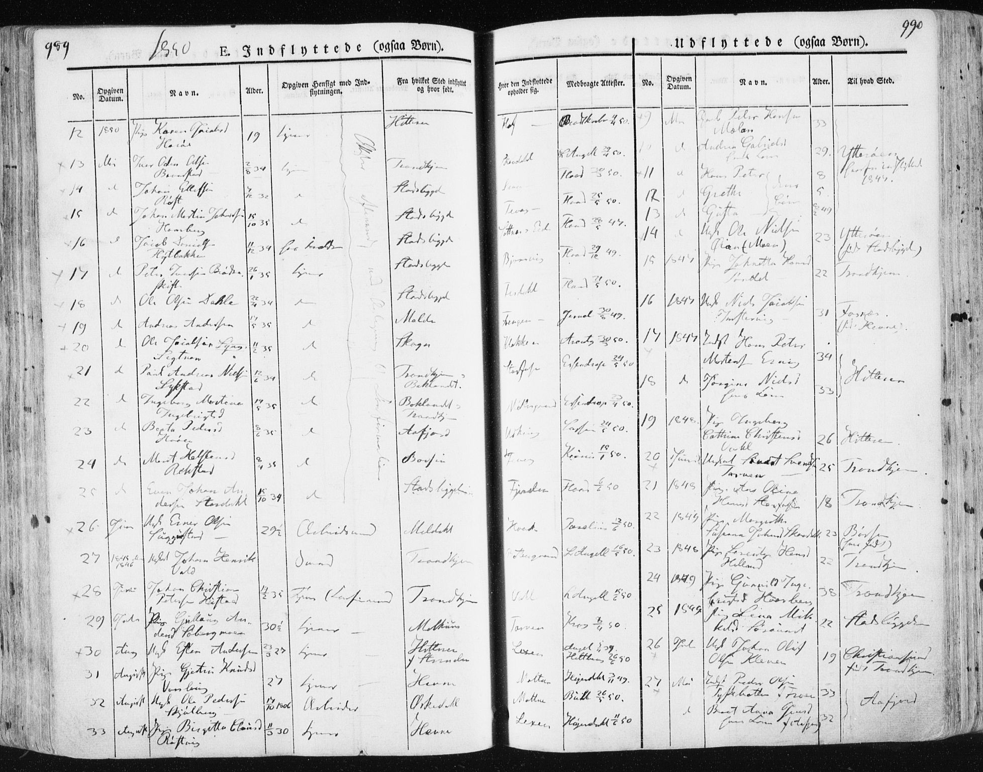 Ministerialprotokoller, klokkerbøker og fødselsregistre - Sør-Trøndelag, SAT/A-1456/659/L0736: Parish register (official) no. 659A06, 1842-1856, p. 989-990