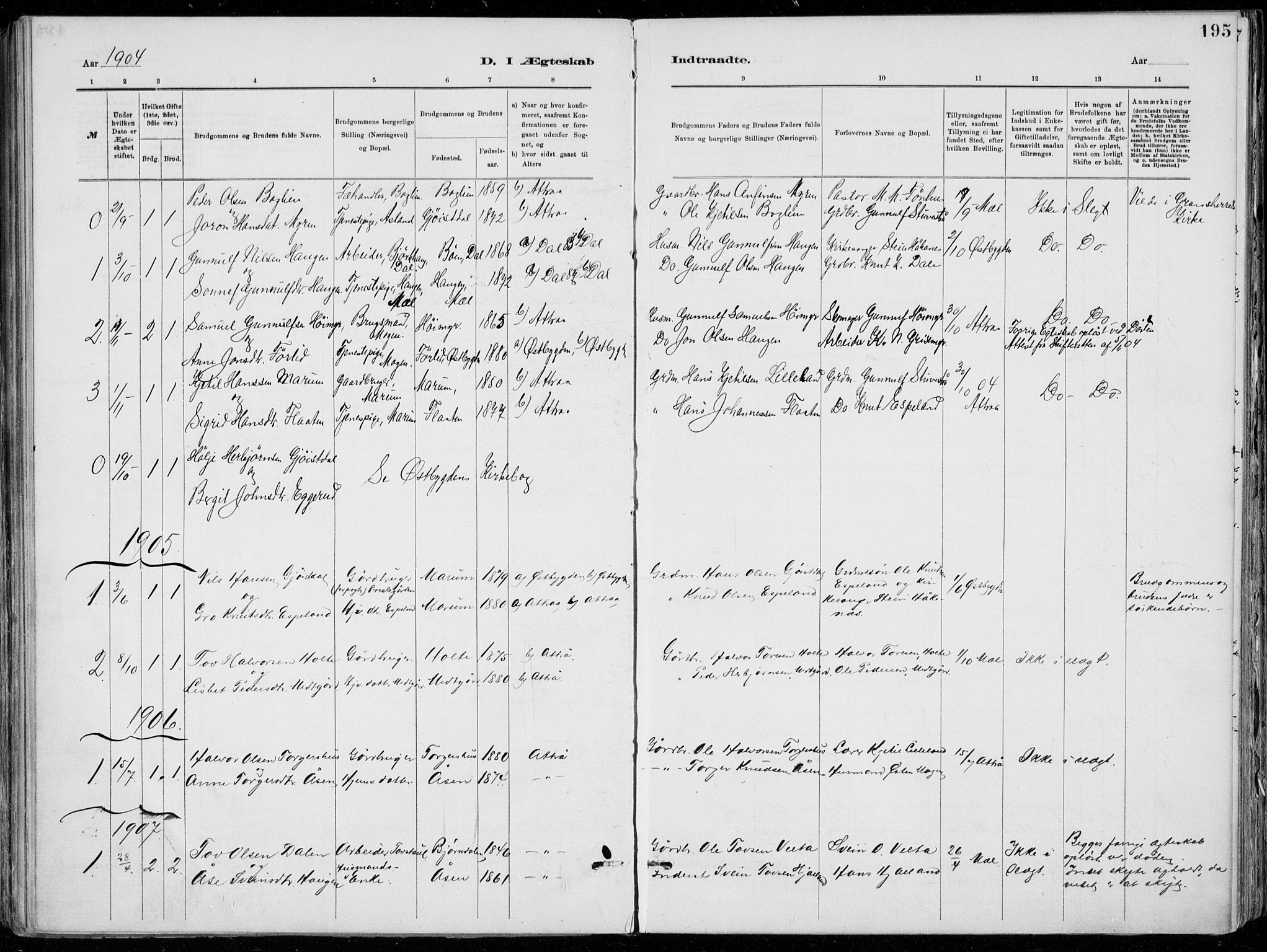 Tinn kirkebøker, SAKO/A-308/F/Fa/L0007: Parish register (official) no. I 7, 1878-1922, p. 195