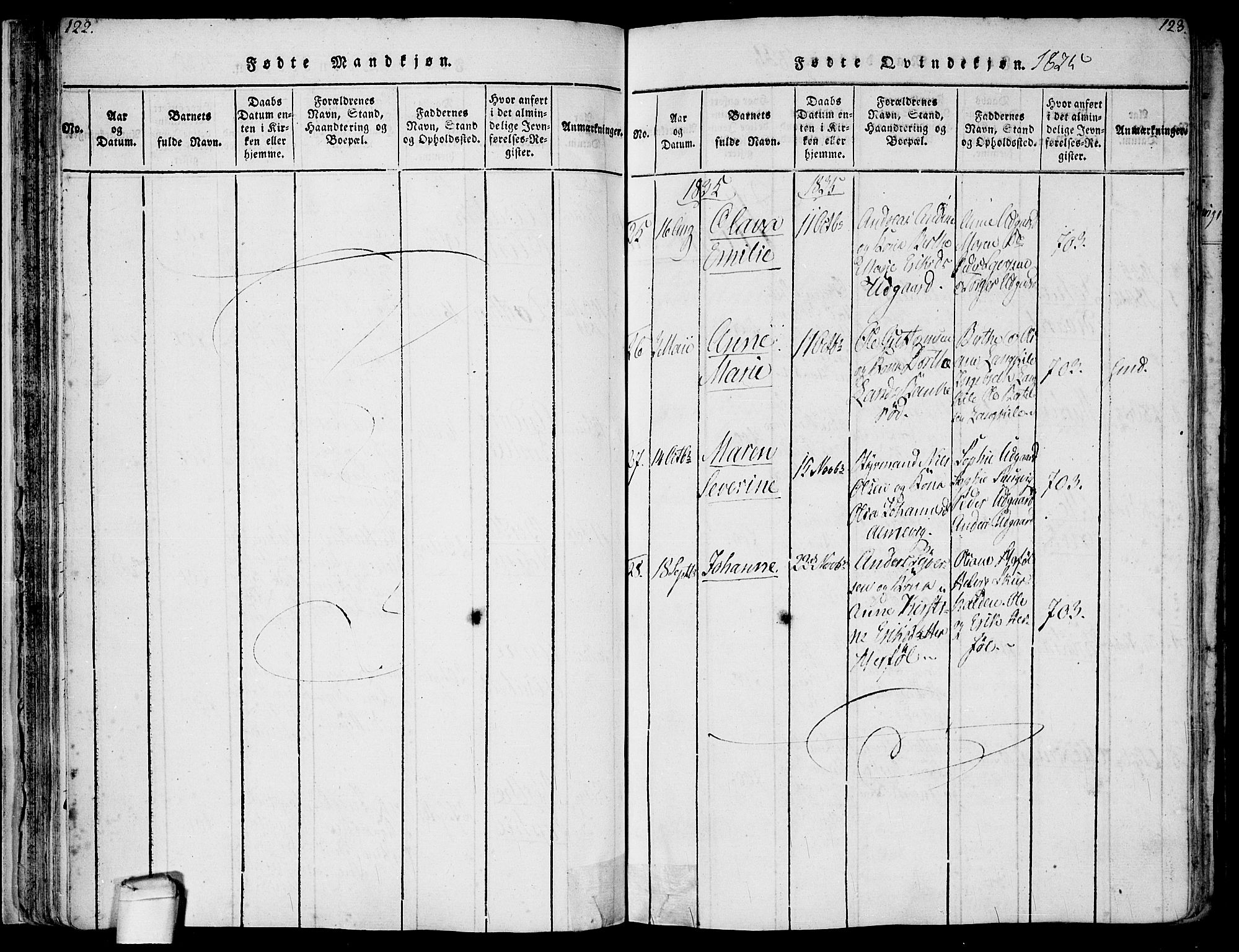 Hvaler prestekontor Kirkebøker, SAO/A-2001/F/Fa/L0005: Parish register (official) no. I 5, 1816-1845, p. 122-123