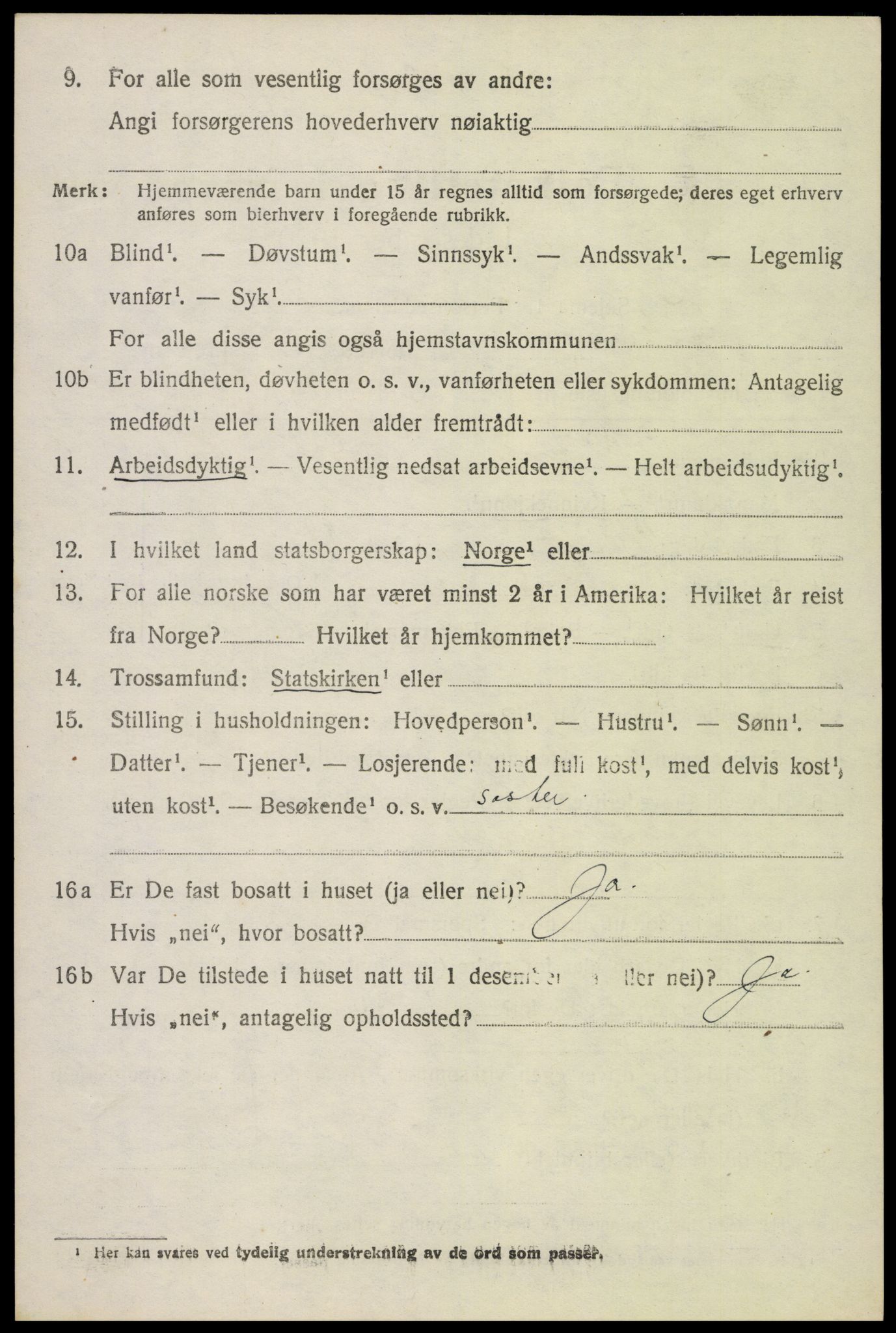 SAH, 1920 census for Fåberg, 1920, p. 15011