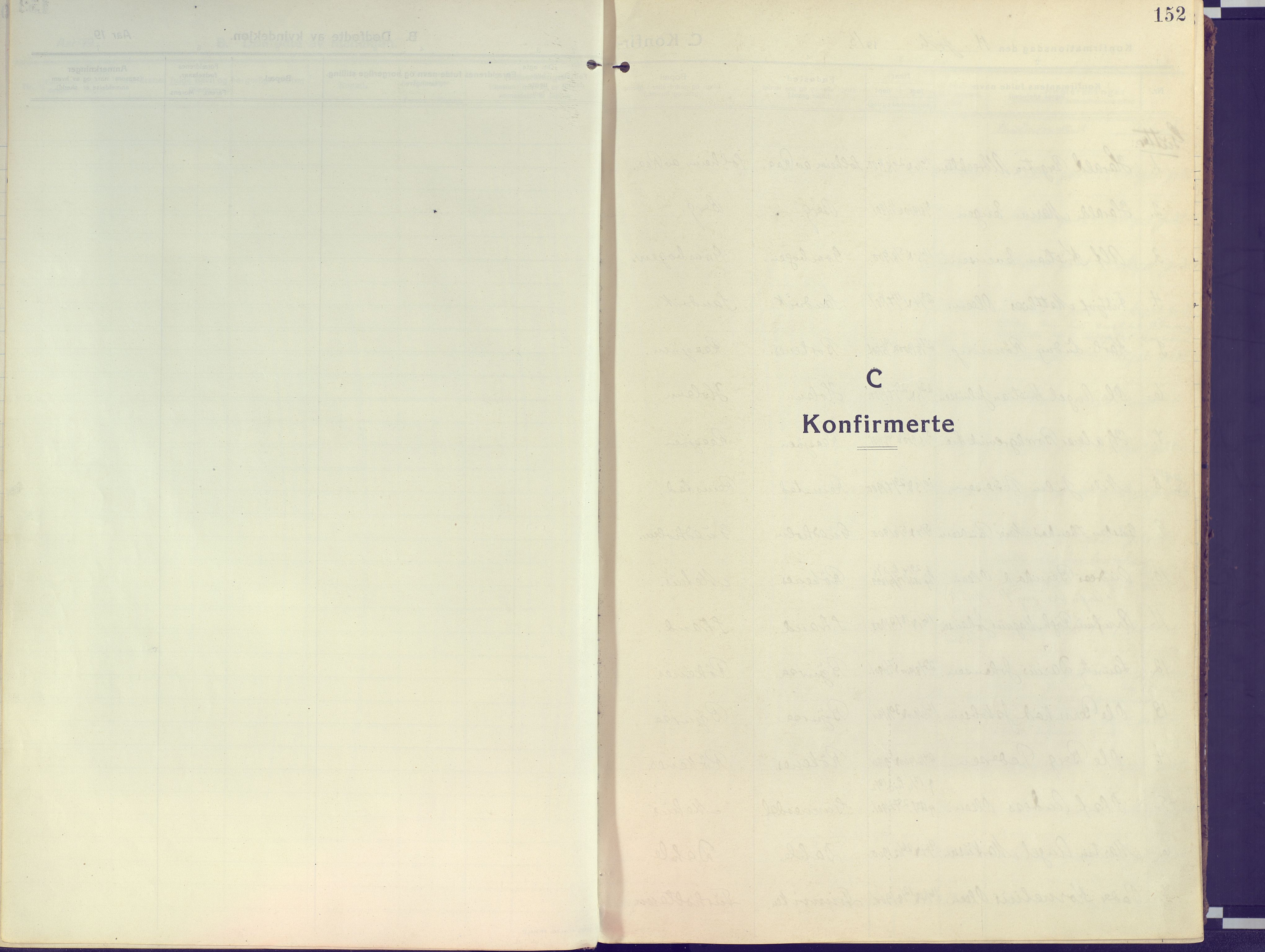 Kvæfjord sokneprestkontor, SATØ/S-1323/G/Ga/Gaa/L0007kirke: Parish register (official) no. 7, 1915-1931, p. 152