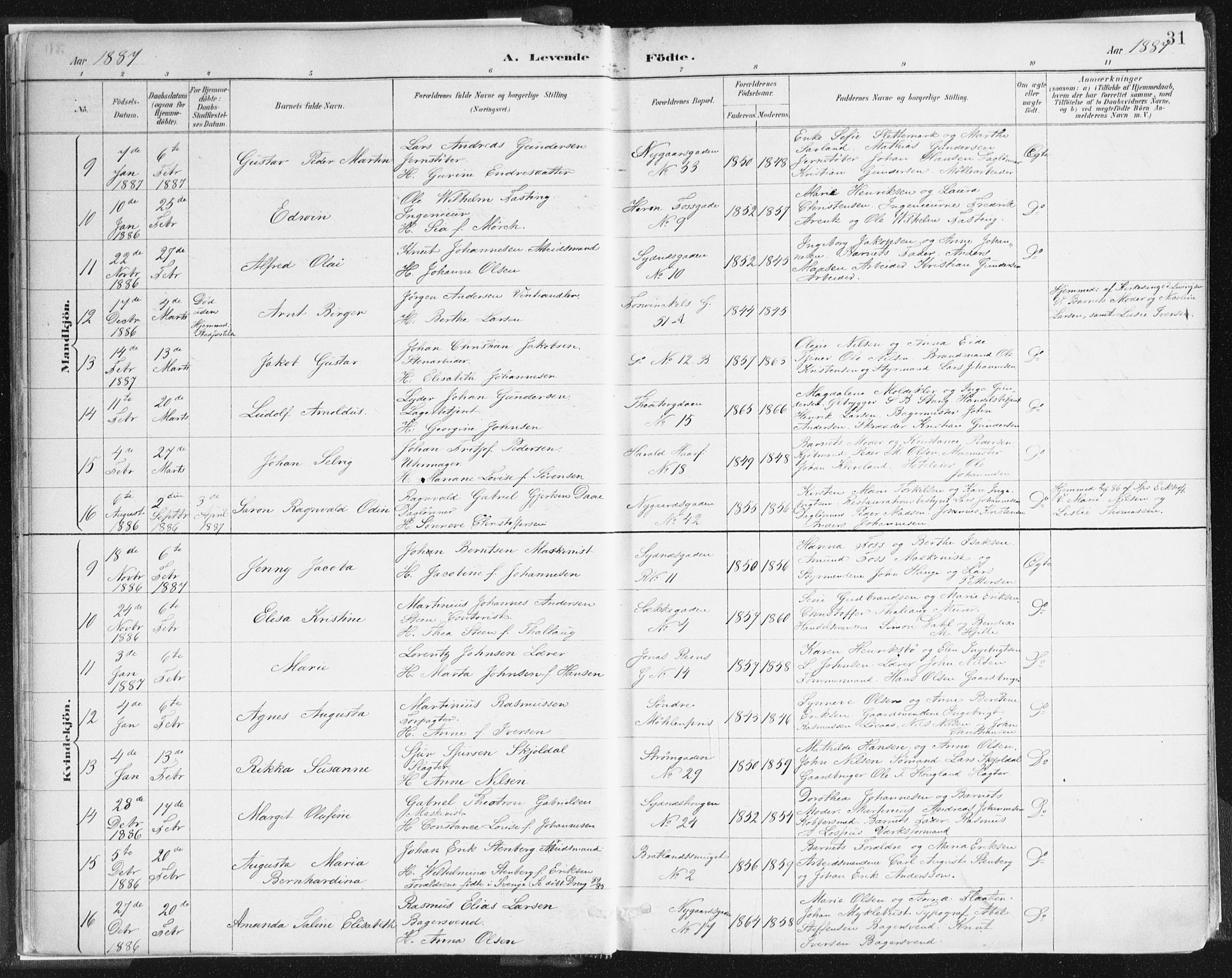 Johanneskirken sokneprestembete, SAB/A-76001/H/Haa/L0001: Parish register (official) no. A 1, 1885-1900, p. 31