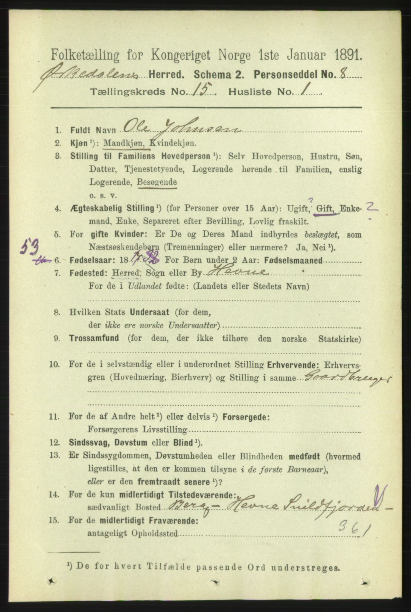 RA, 1891 census for 1638 Orkdal, 1891, p. 6884