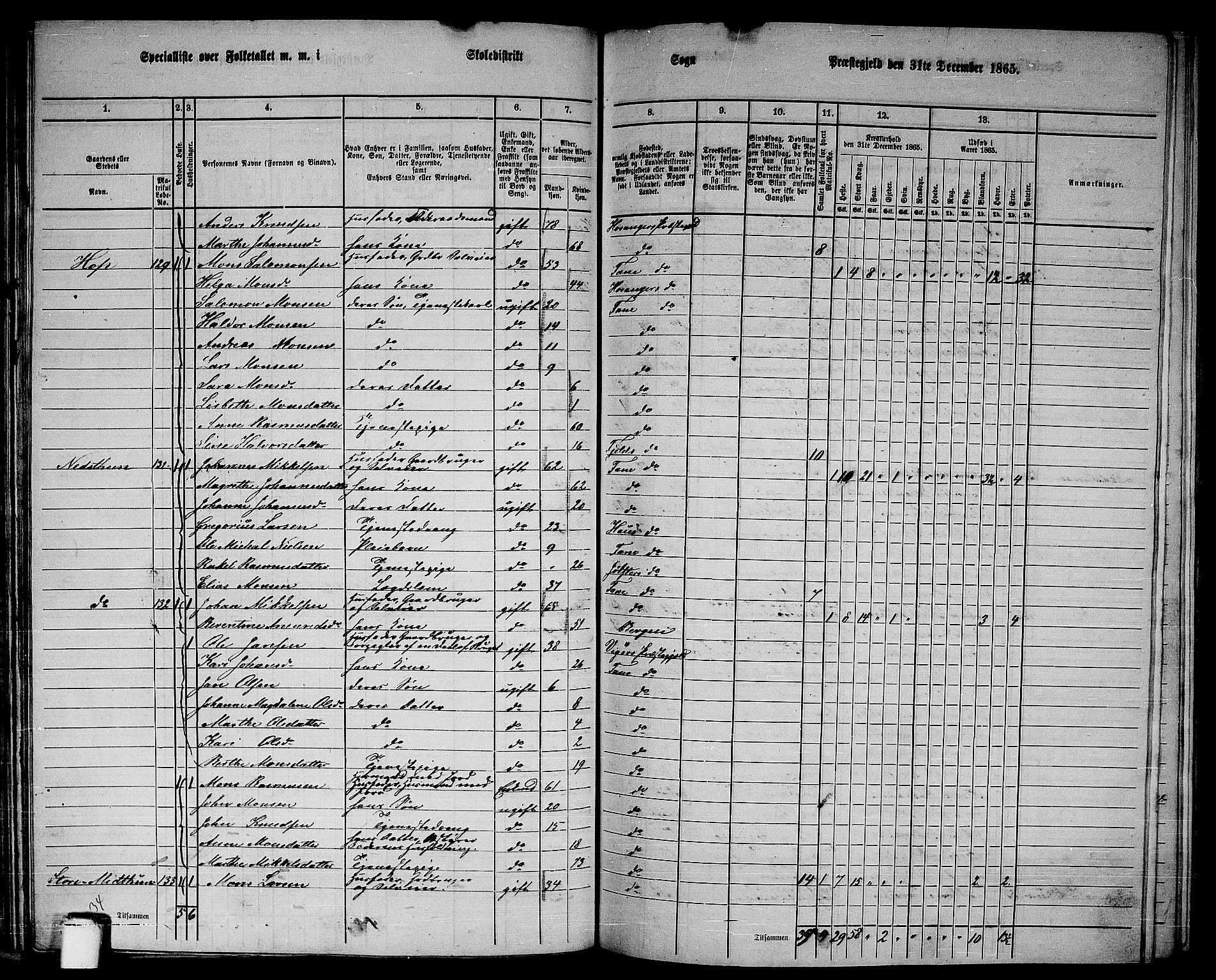 RA, 1865 census for Fana, 1865, p. 63