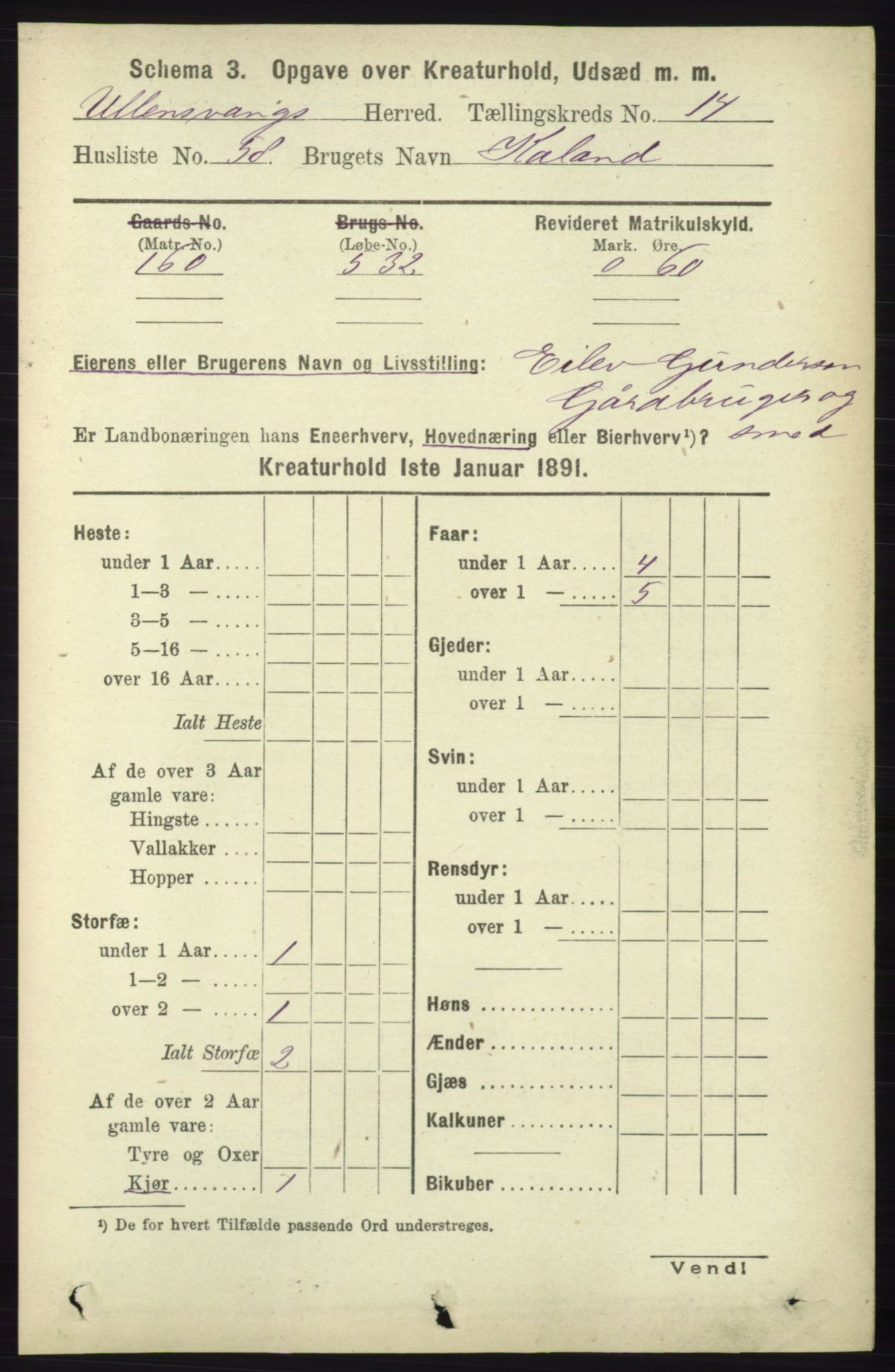 RA, 1891 census for 1230 Ullensvang, 1891, p. 8412