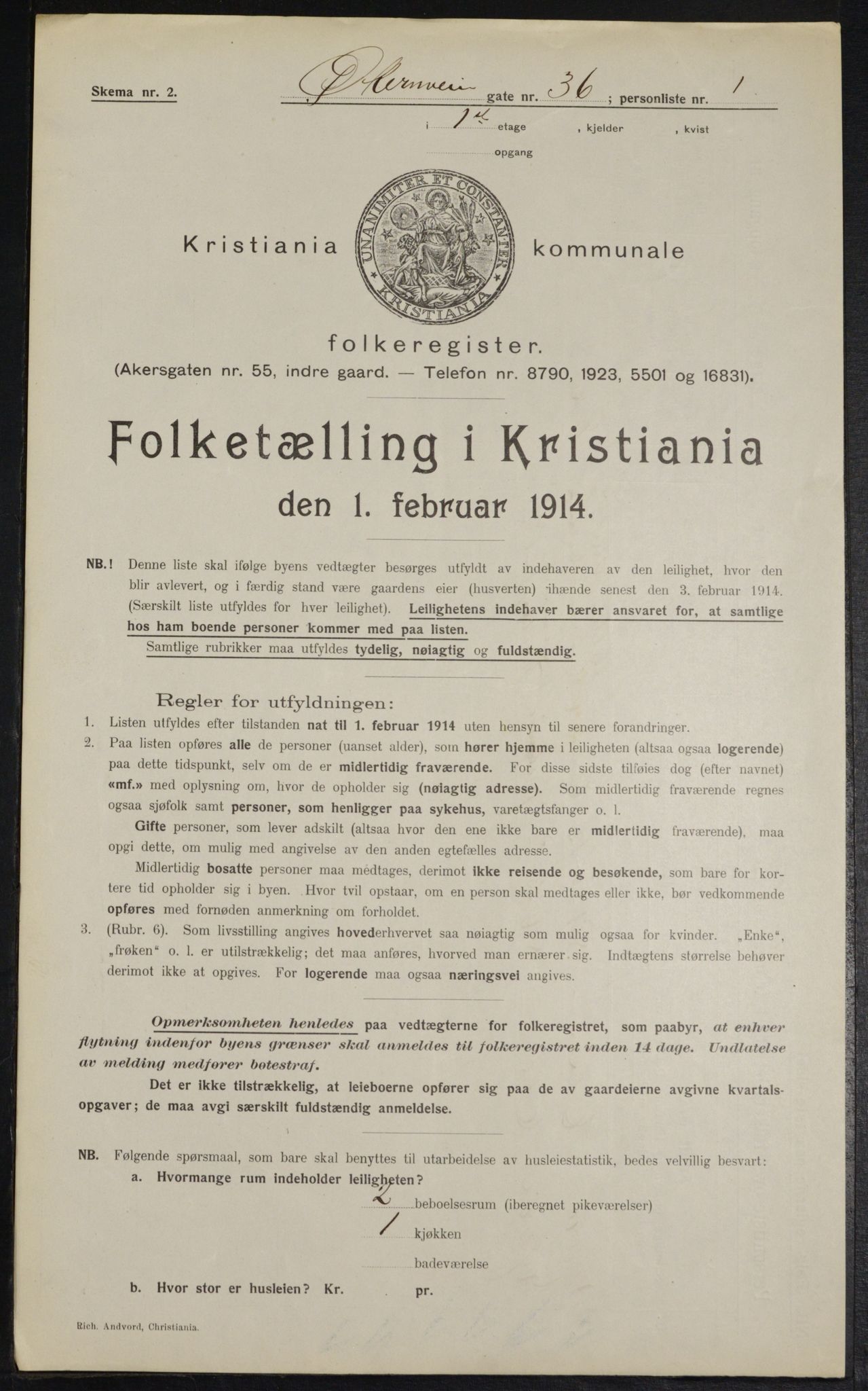 OBA, Municipal Census 1914 for Kristiania, 1914, p. 129917