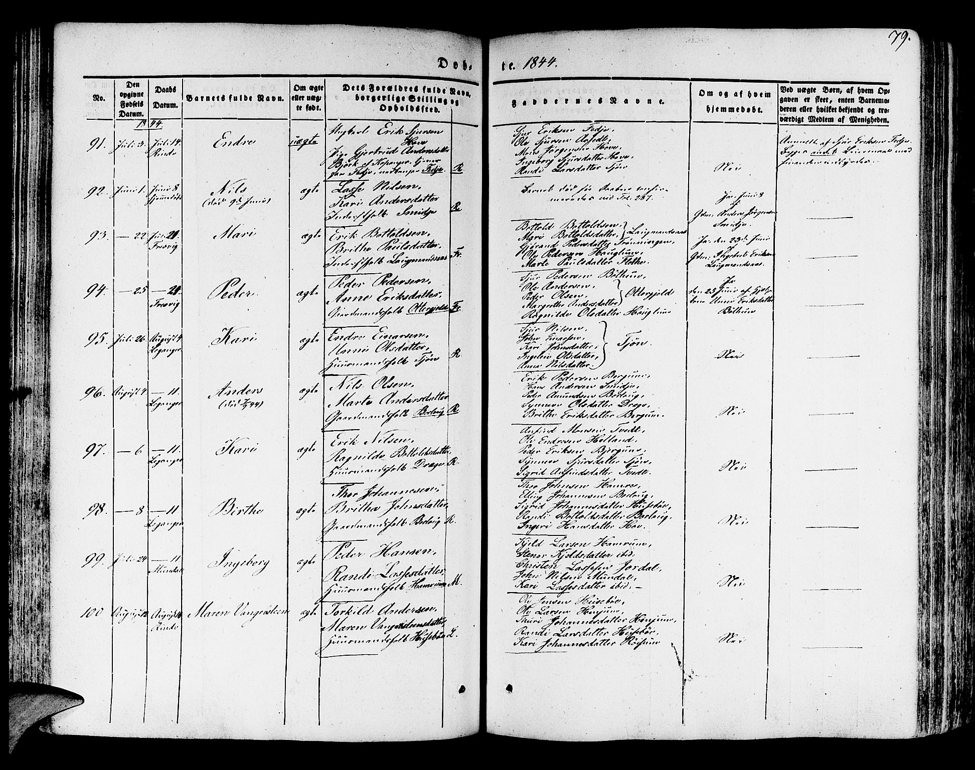 Leikanger sokneprestembete, AV/SAB-A-81001/H/Haa/Haaa/L0007: Parish register (official) no. A 7, 1838-1851, p. 79