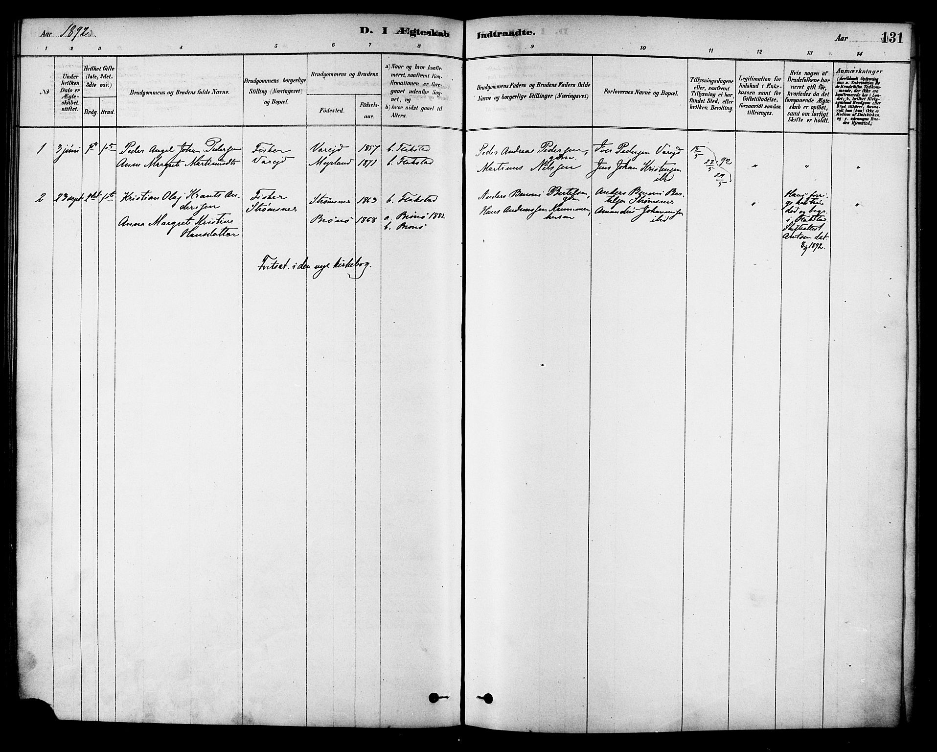 Ministerialprotokoller, klokkerbøker og fødselsregistre - Nordland, AV/SAT-A-1459/885/L1204: Parish register (official) no. 885A05, 1878-1892, p. 131